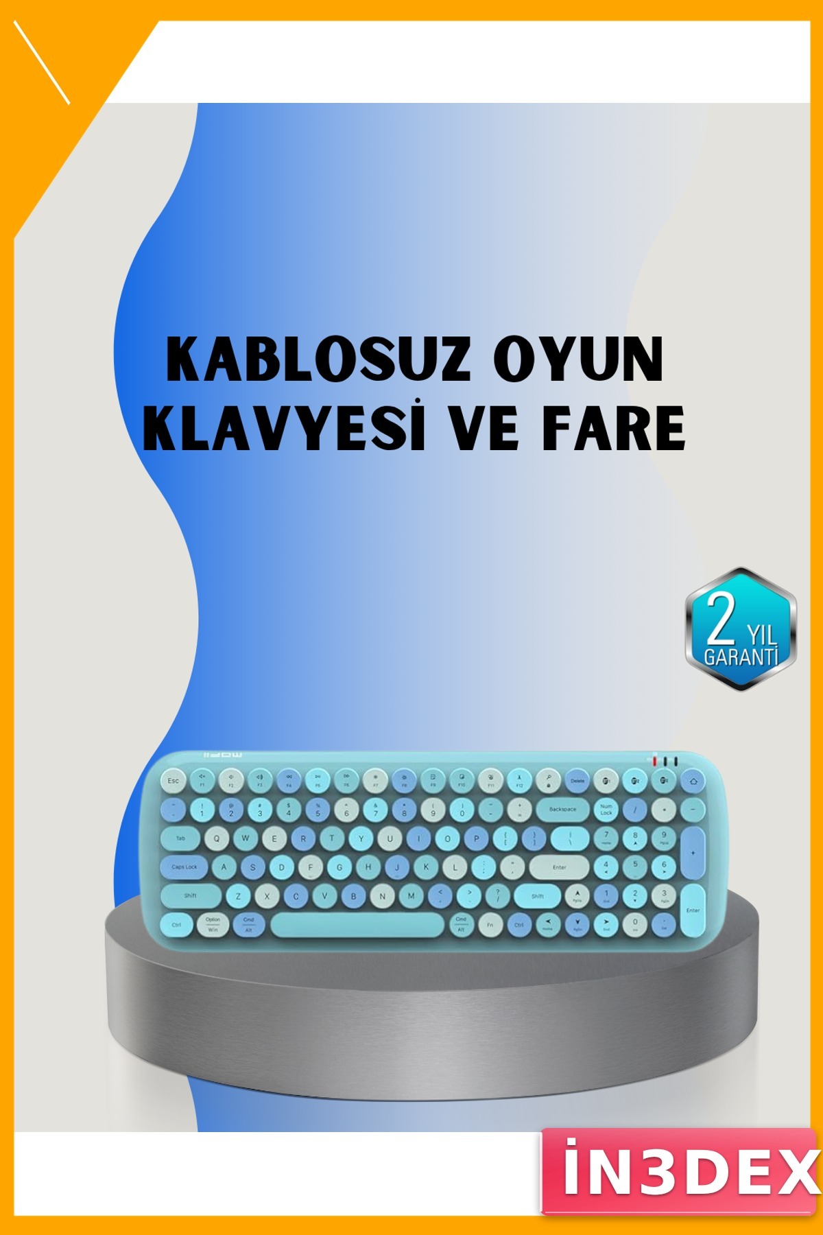 Kablosuz Klavye Mouse Seti 104 Tuşlu Retro Tasarım Ergonomik