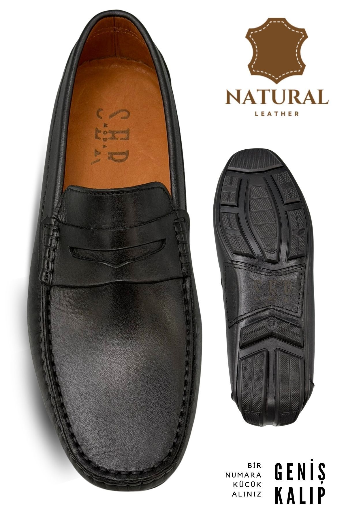 sermoda Erkek Loafer - Hakiki Deri Rok Loafer Erkek Ayakkabı Siyah görsel 6