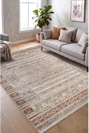 Colore Home Retro Kiremit Etnik Desen Vintage Dokuma Salon Halısı