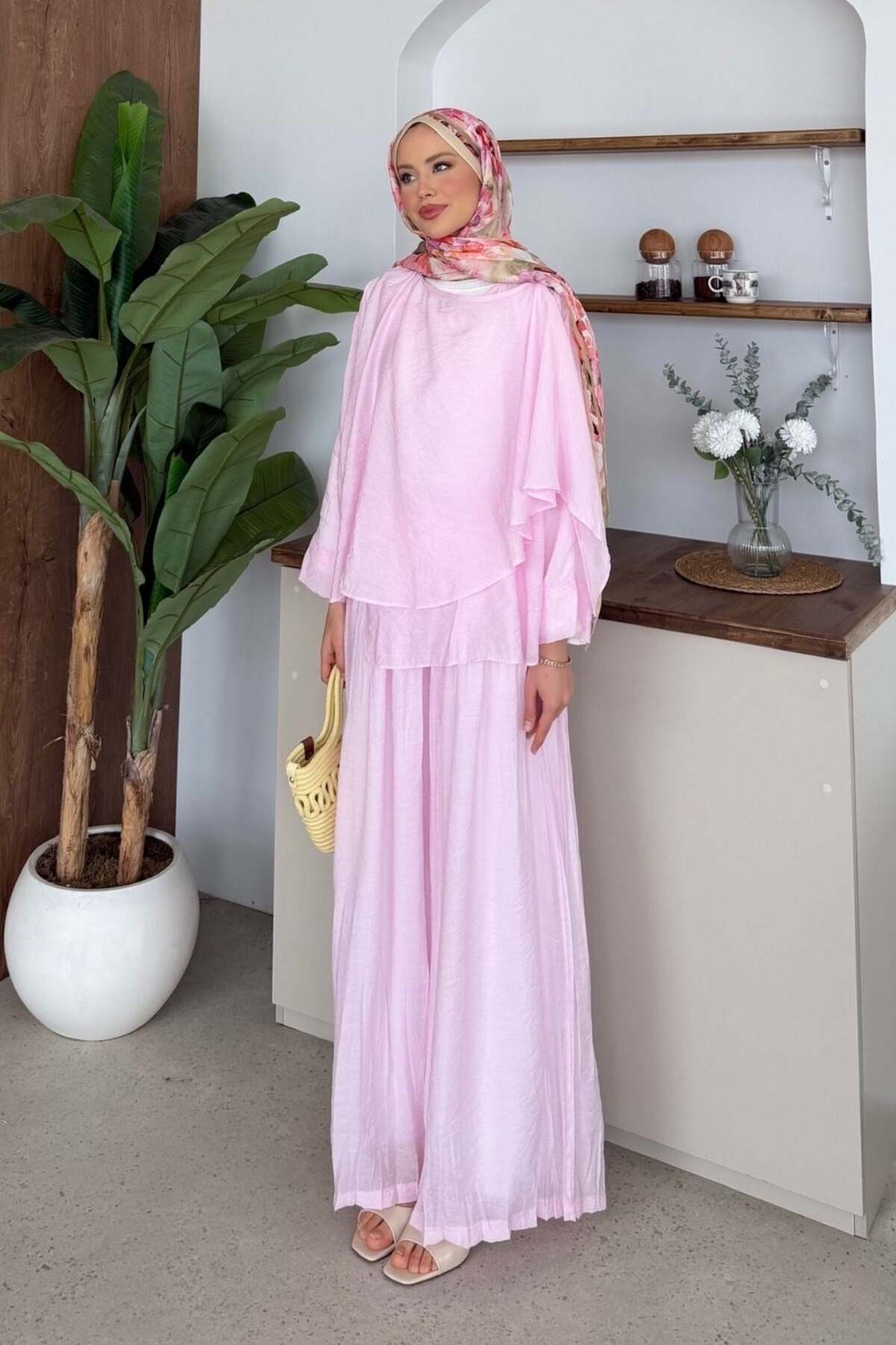 Şule Giyim Beste Pantolonlu Takım Pembe