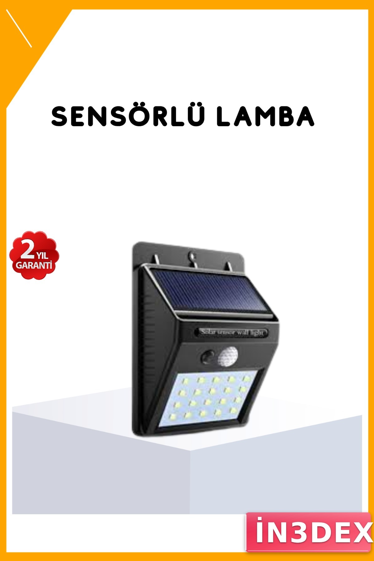 4 Taraflı Solar Hareket Sensörlü Bahçe Lambası 100 LED IP65