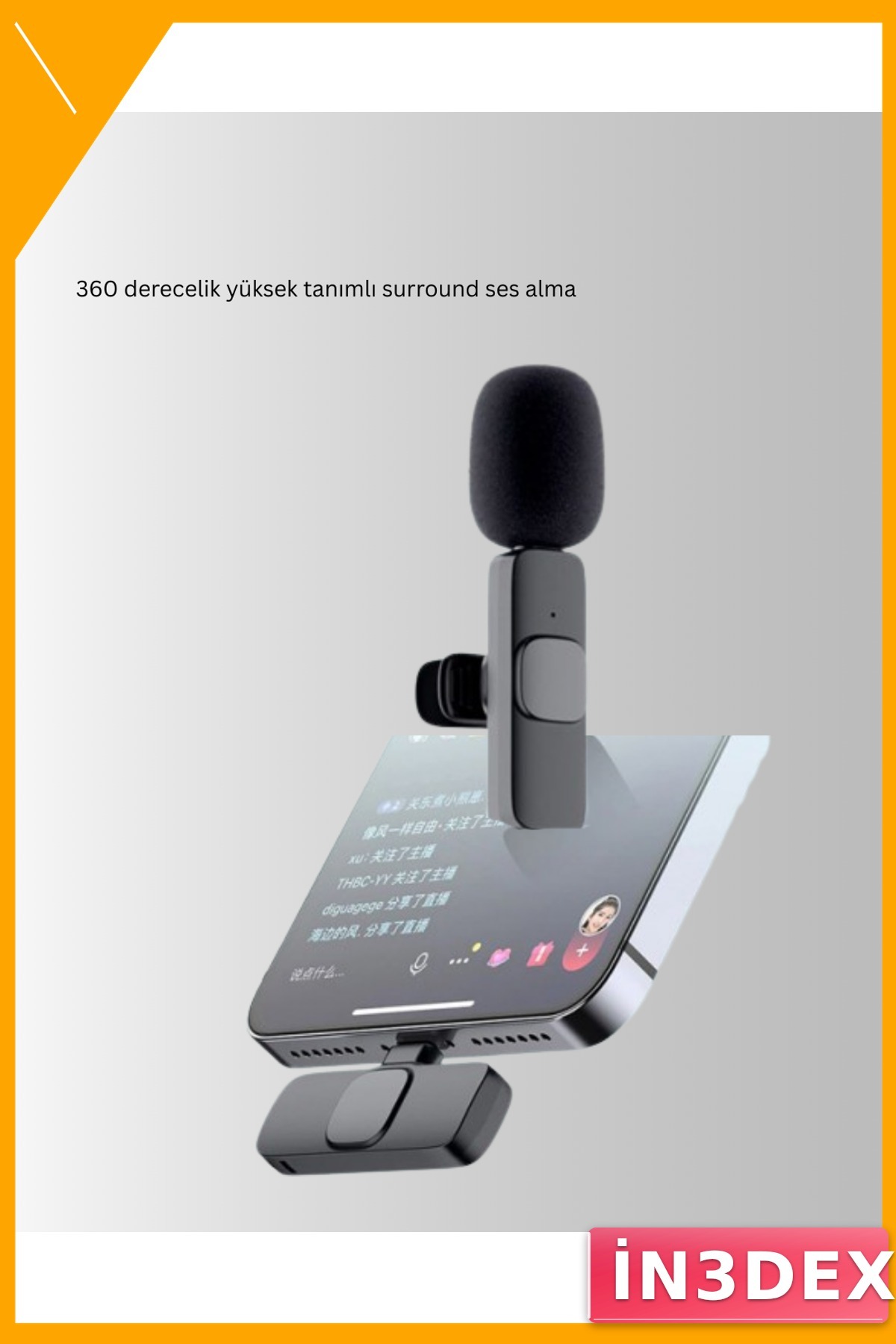 Çift Mikrofonlu Kablosuz Yaka Mikrofonu iPhone Uyumlu