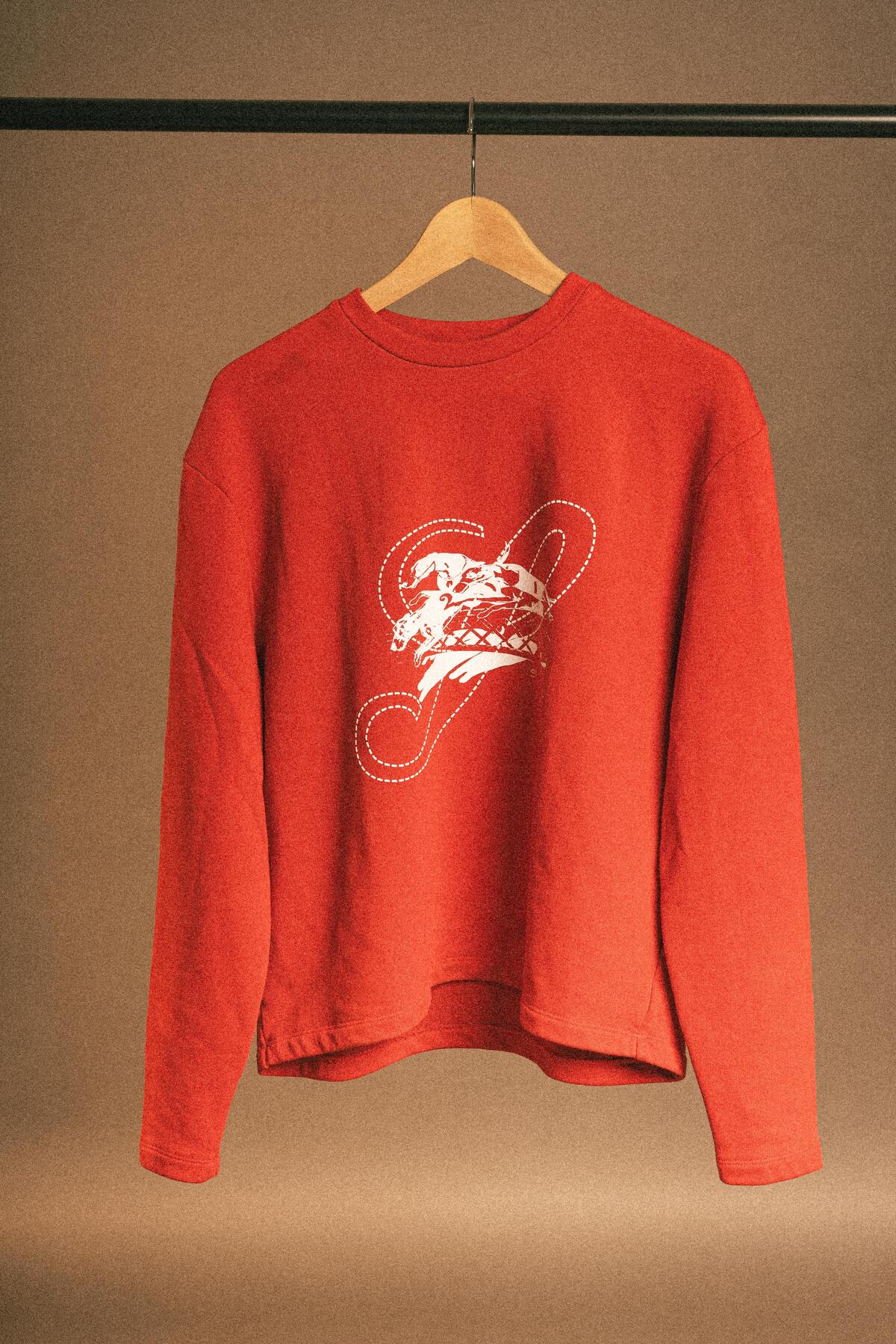 Sainte Savage Unisex Bisiklet Yaka Ön ve Sırt Baskılı Pamuklu Hafif Crop Oversize Long Sleeve Al Cinodromo görsel 3
