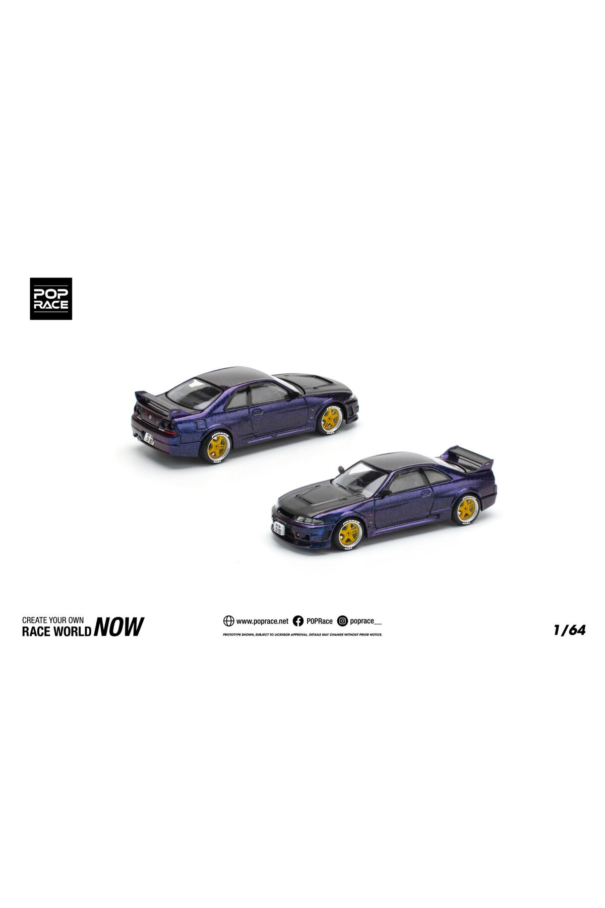 Pop Race 1/64 Nissan GT-R R33 Nismo 400R Midnight Purple PR640256