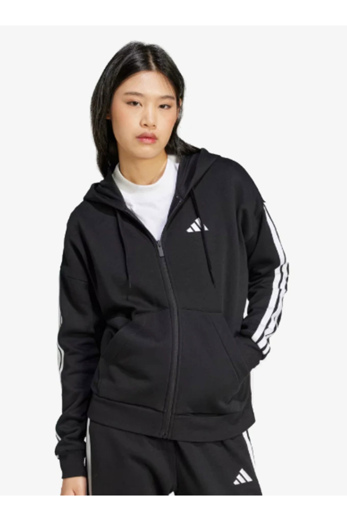 adidas W 3S FL FZ HD KADIN SİYAH CEKET GİYİM JE1283 görsel 3
