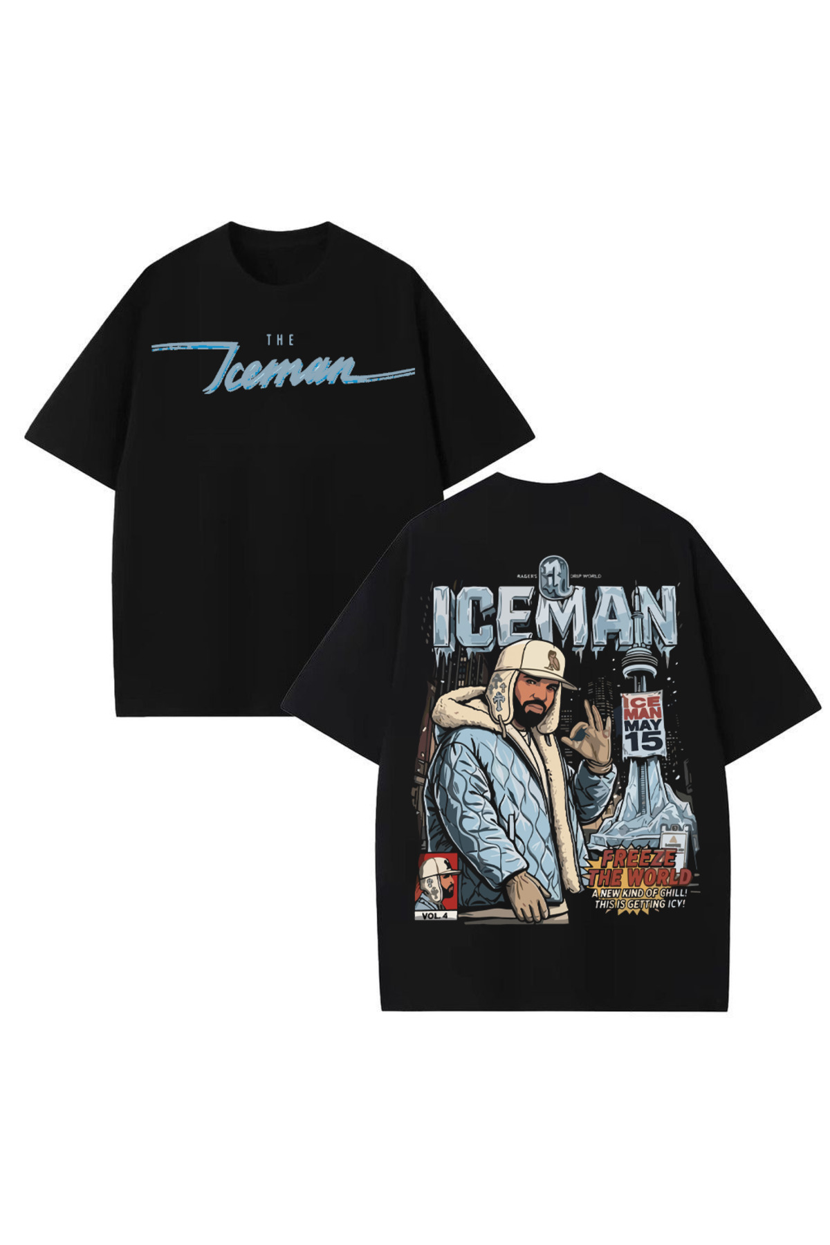 STİL-X Drake the Iceman Printed Unisex 100% Cotton Oversize T-Shirt