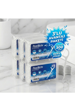 Pearl Brite Kürdanlı Aromasız Diş İpi 3 Kutu (300 Adet) I Pratik Ağız Temizli...