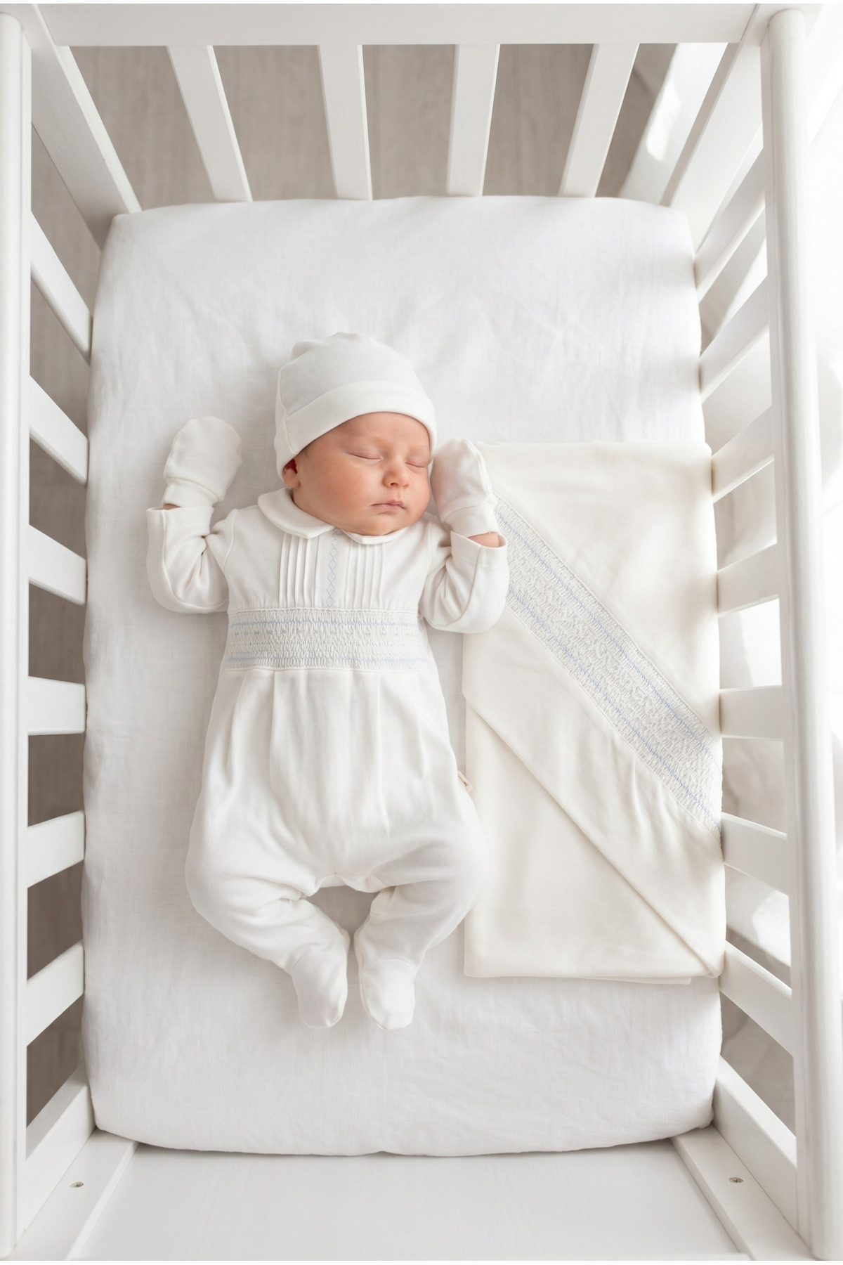 Mert Baby Hugo Nervül and Süzene Embroidery Detailed 4-Piece Organic Hospital Discharge Set 100% Cotton for Men