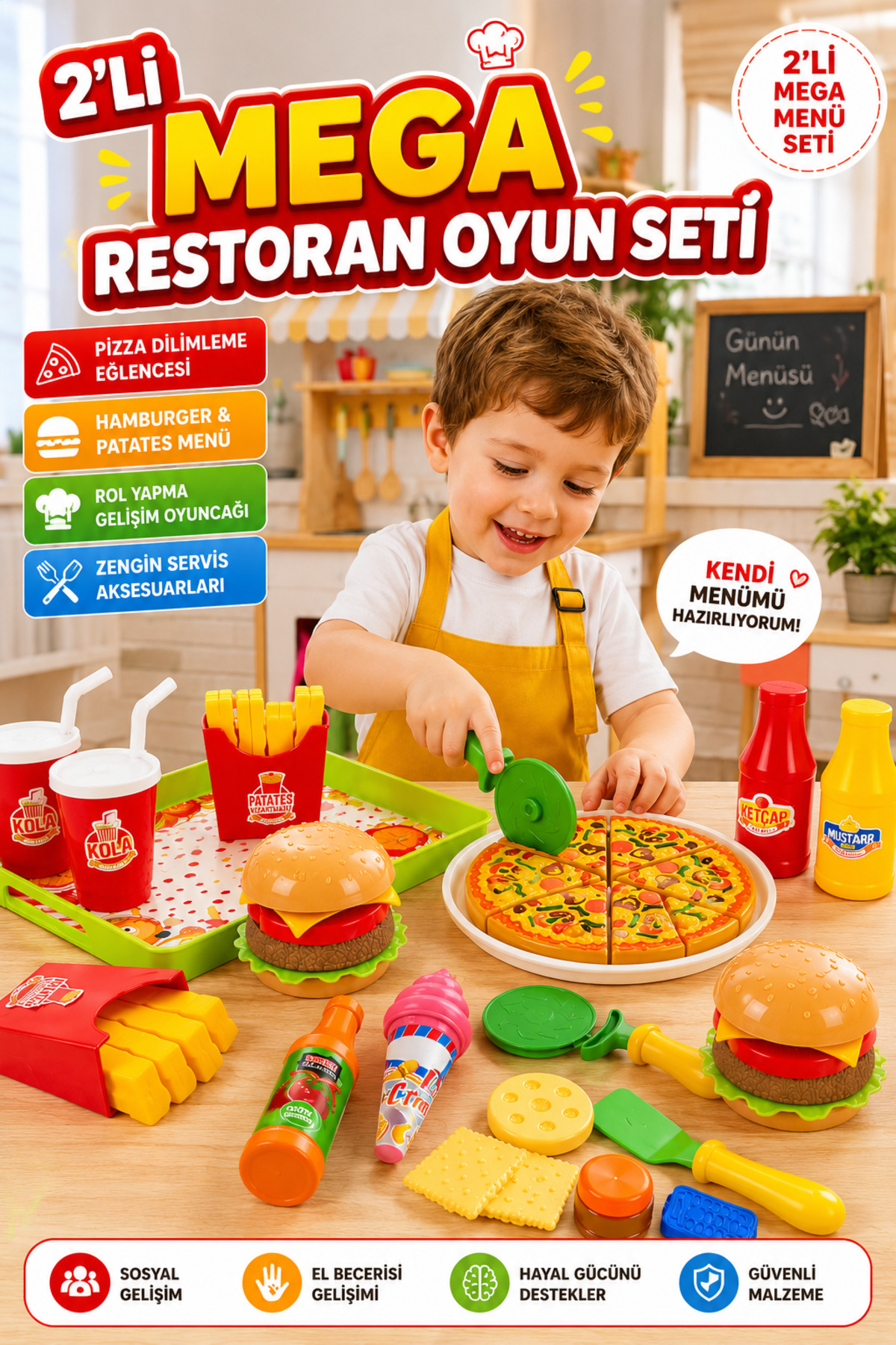 ニ*ム様 MGSD6体セット YILDIRIM OYUNCAK 2'li Mega Fast Food Oyuncak Seti – Pizza