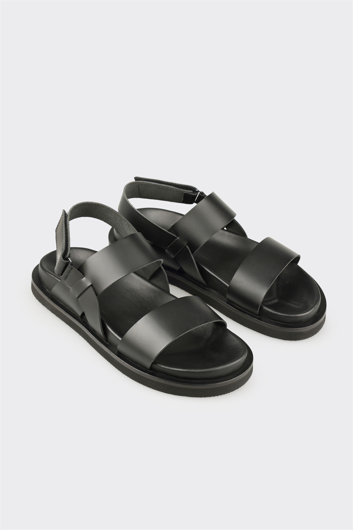 Elle Shoes Siyah Deri Erkek Sandalet görsel 2