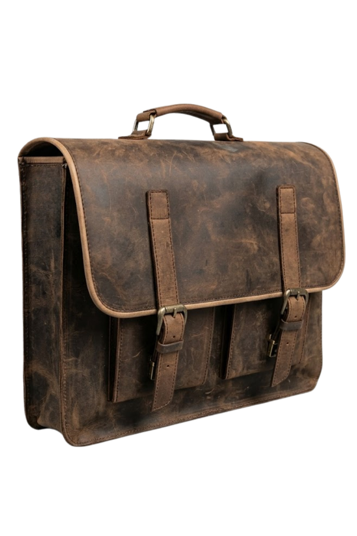 Huggy Craft Mihmander Hakiki Deri Laptop ve Evrak Çantası - El Yapımı Vintage Postacı Çantası