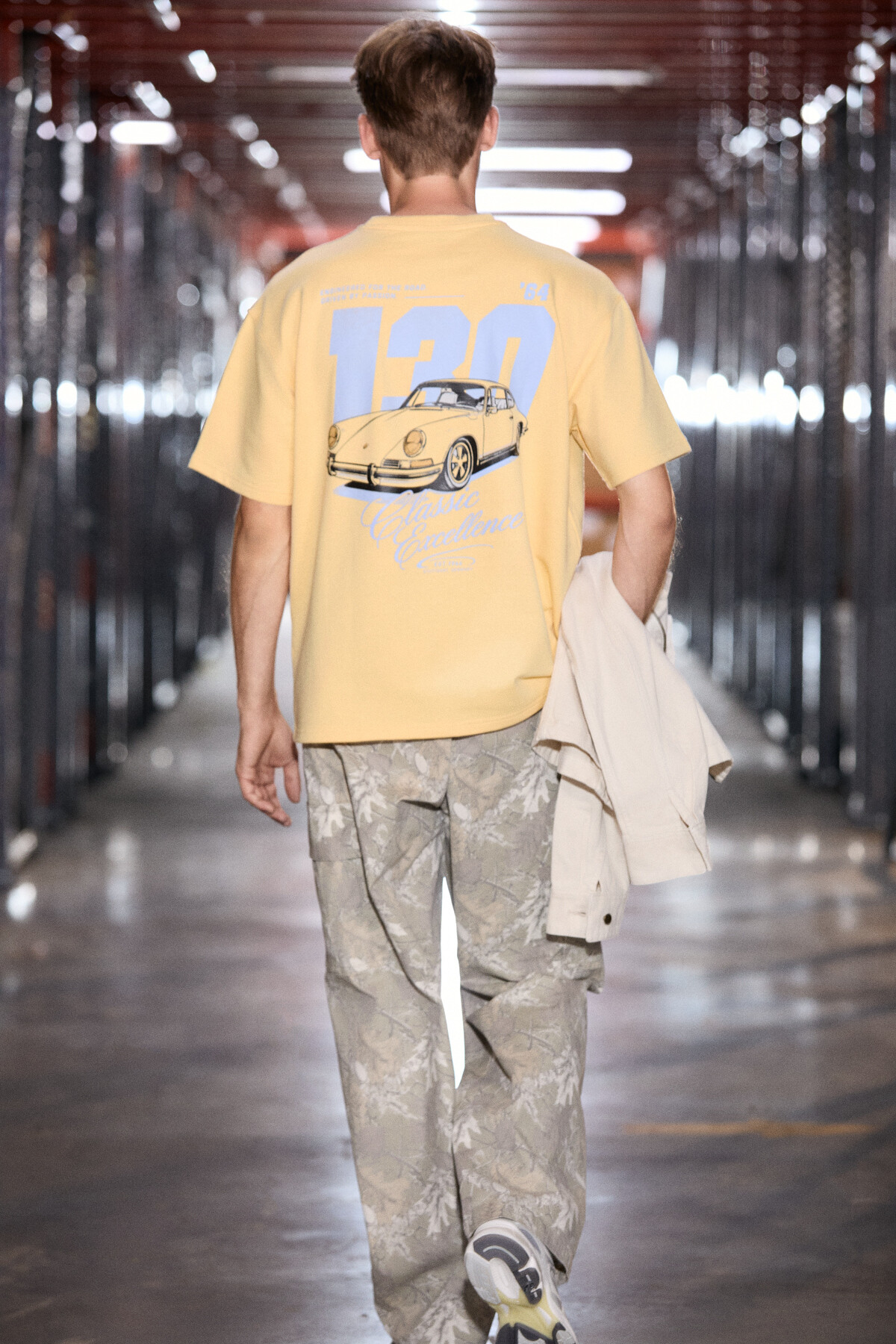 GRIMELANGE Duki Men's Crew Neck Organic Cotton Printed Oversized Yellow T-Shirt