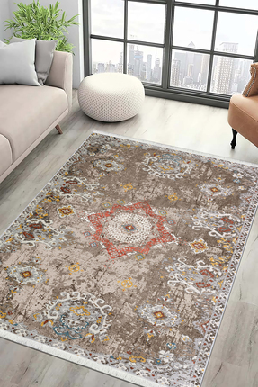 Pamuklife Halı Pamuk Dokuma Taban Yıkanabilir Halı PL016 Vizon