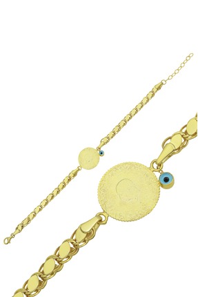 esem gold 925 AYAR GÜMÜŞ PULLU ÇEYREKLİ BİLEKLİK