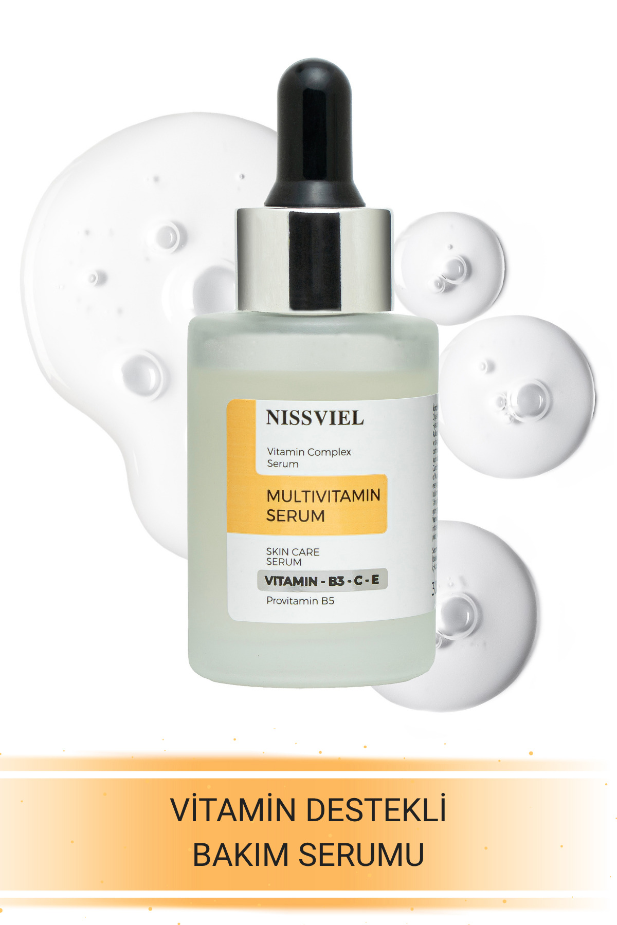 NISSVIEL Canlandırıcı C, B3, B5, E Vitamini & Kolajen Serum 30 ML — 8697633893523