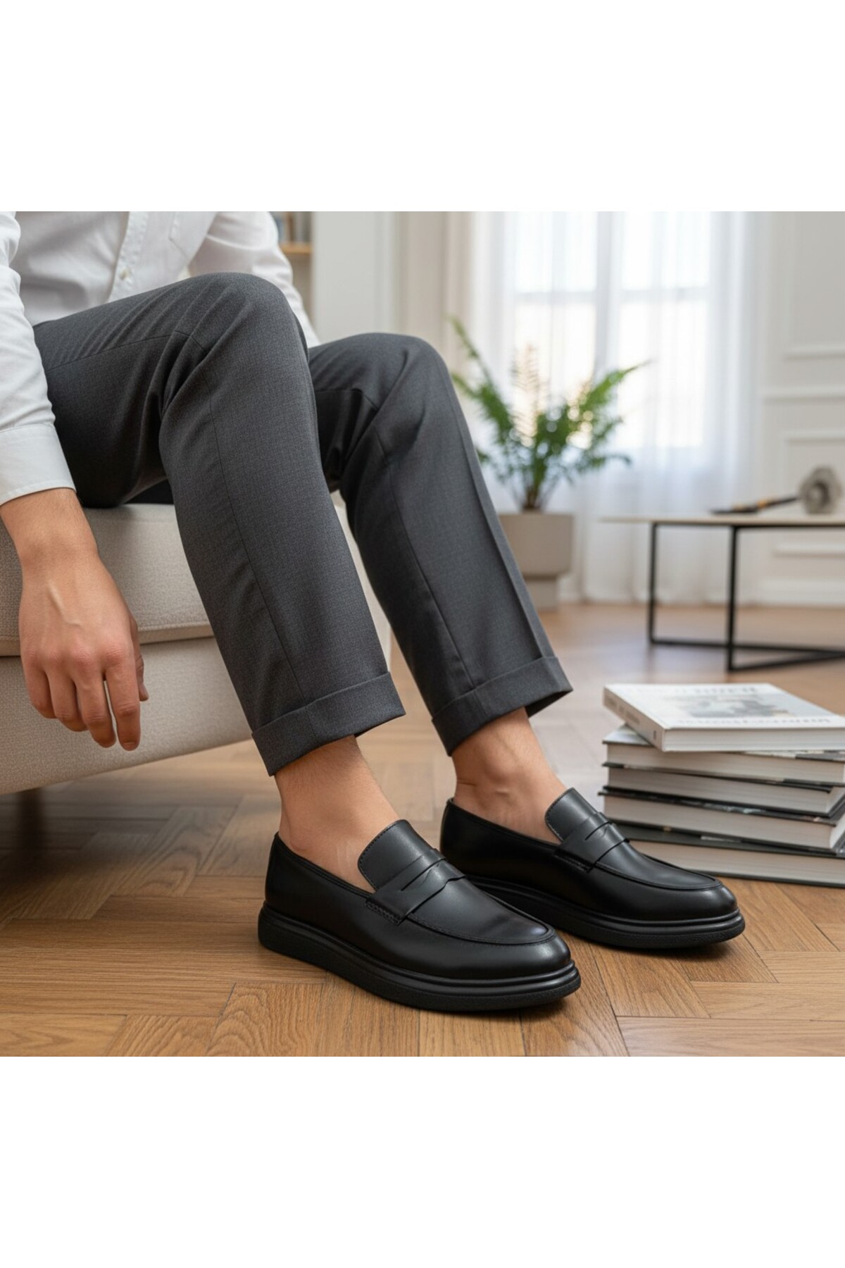 RAYVORA Men's Patent Leather Laceless Classic Shoes Suitable for Poly Soles and Suits