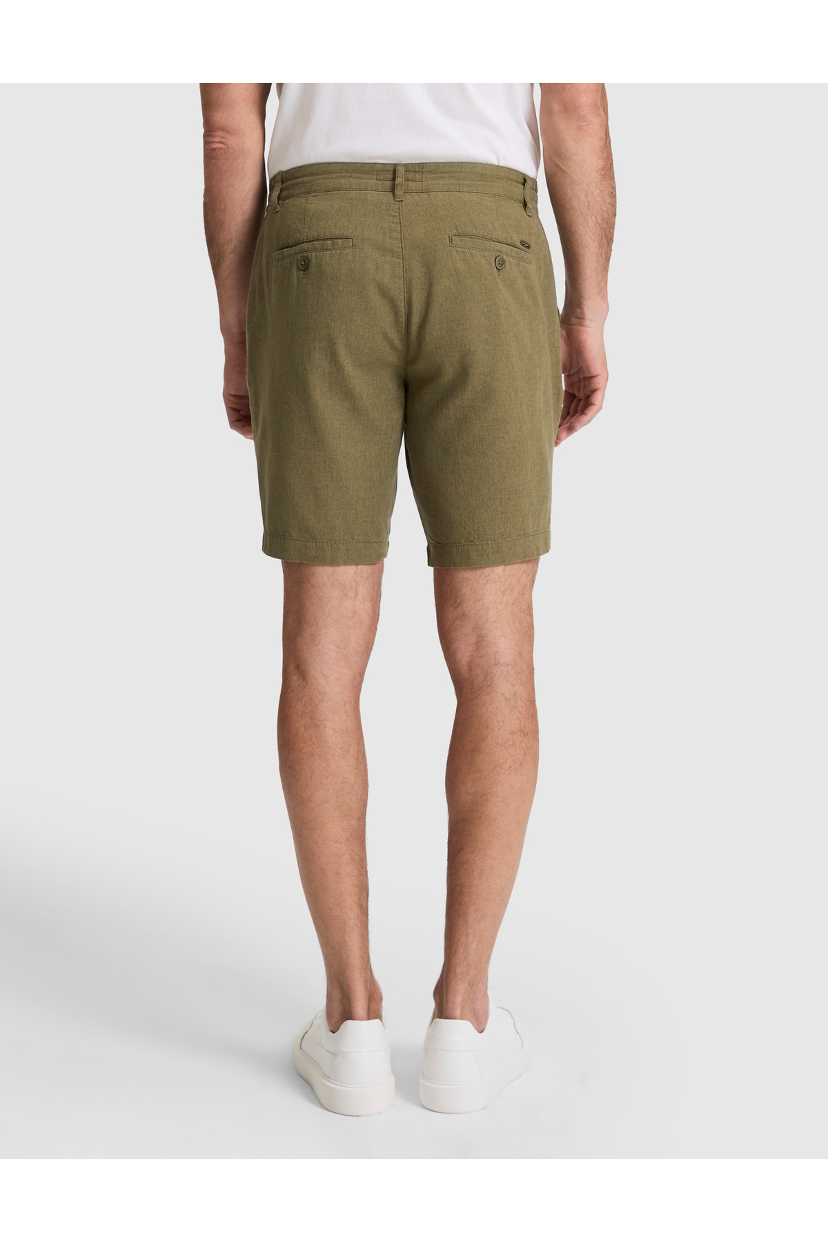 Pierre Cardin Haki Slim Fit Keten Karışımlı Beli Lastikli Kordonlu Dokuma Şort 50327883-VR027 görsel 5