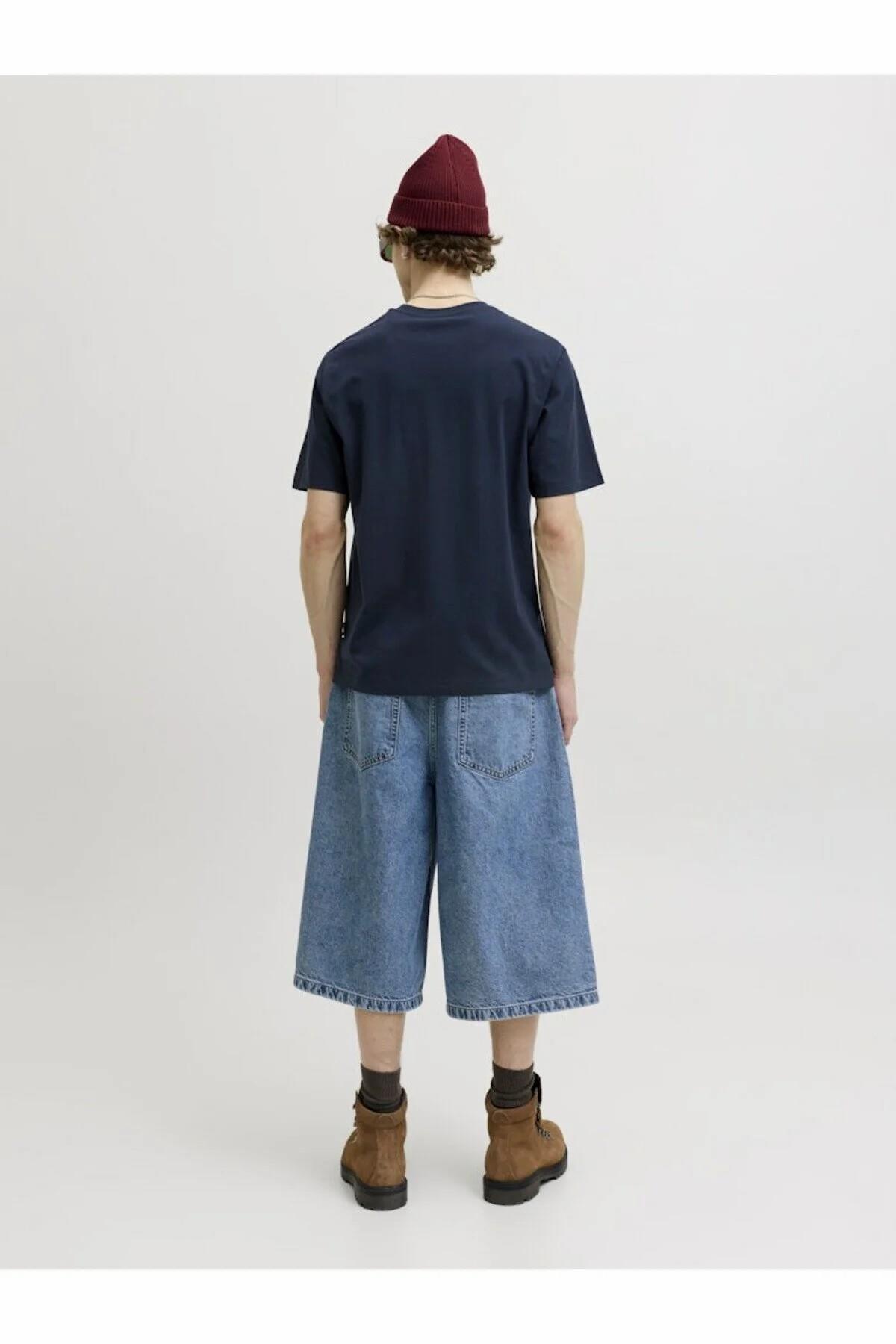 Jack & Jones Erkek Lacivert Jorsavona Box Tee Ss Cn Styd Ss26 T-shirt görsel 4
