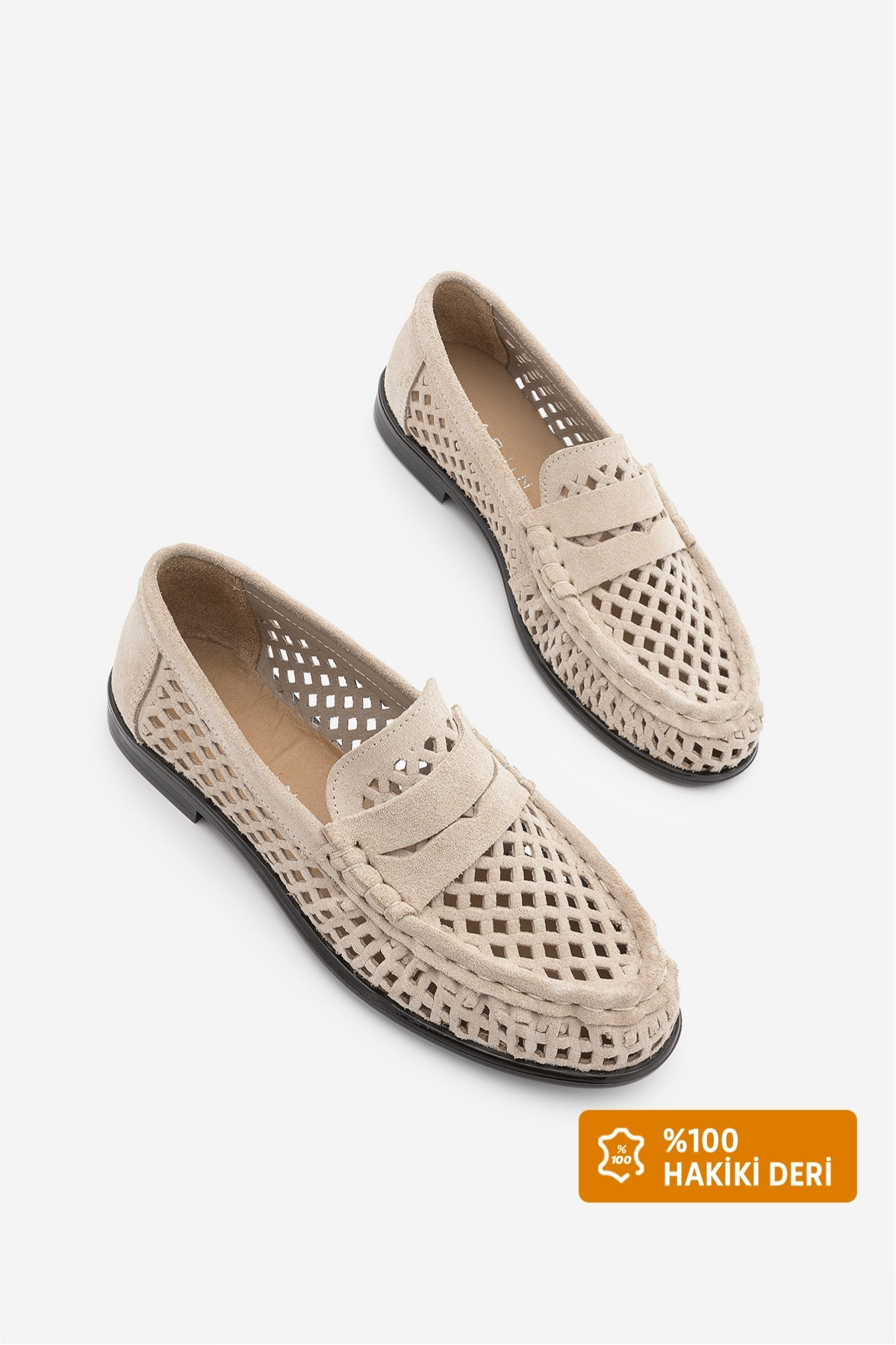 Marjin Damen-Loafer aus echtem Leder, perforiert, mit Kordelzug, Mokassin-Fre...
