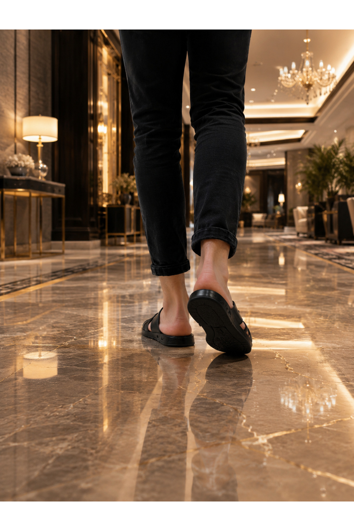 Cooka Shoes Erkek Siyah Hakiki Deri Terlik – İç Dış %100 Deri Günlük Konforlu Şık Tasarım