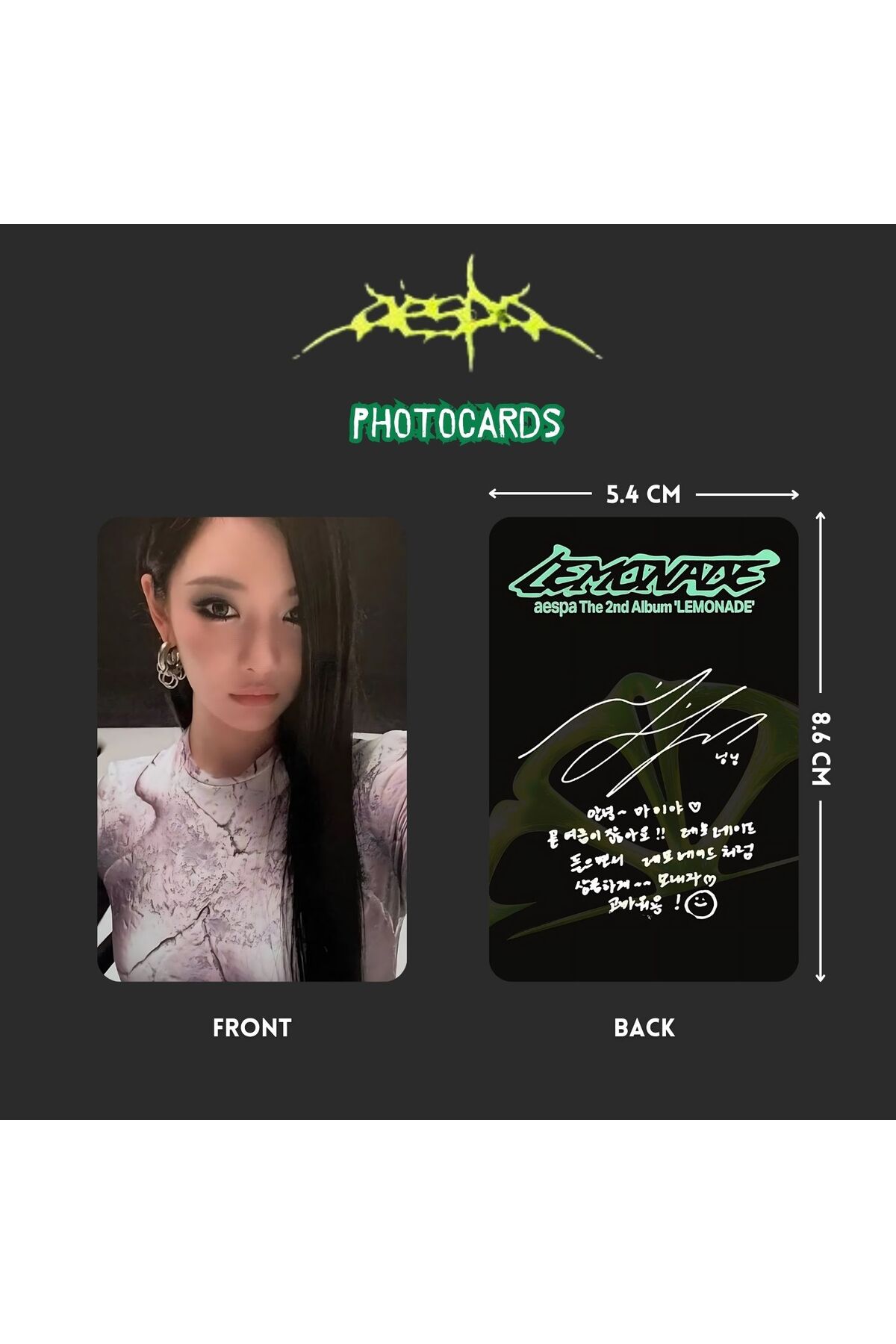Kpop Dünyasi AESPA '' Lemonade '' P.O.S. Ver. Photocards Set