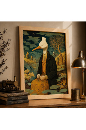Bourdua Design Bay Martı | Whimsical Hayvan Portresi Duvar Sanatı