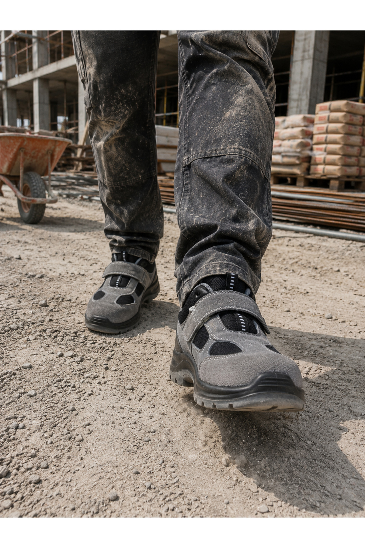 Cooka Shoes S1P SRC Kompozit Burunlu İş Güvenliği Ayakkabısı %100 Süet Deri Hafif ve Nefes Alabilir – Gri