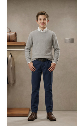 bebecan Erkek Çocuk Keten Gabardin Pantolon Rahat Kalıp Şık Klasik Çocuk Pant...