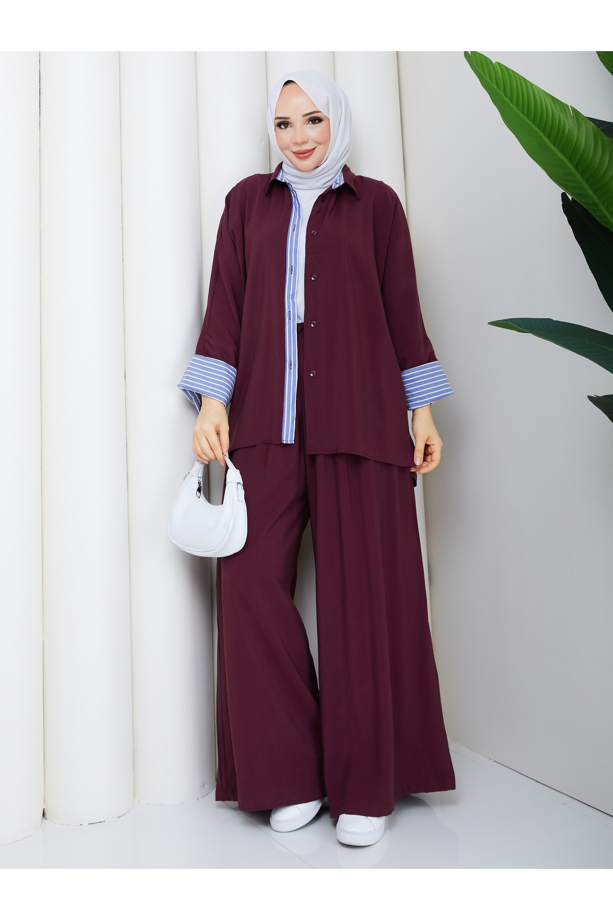 Line Detailed Modal Fabric Double Set
