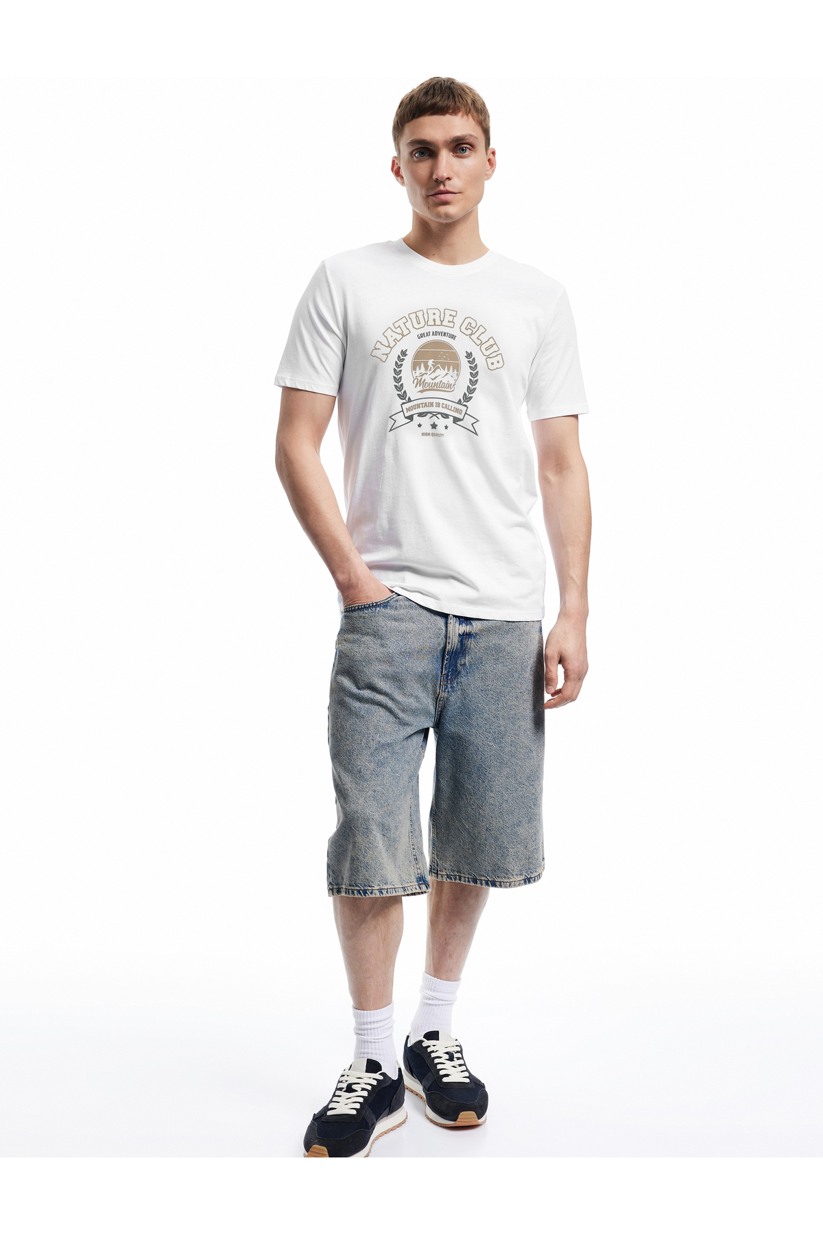 Koton Crew Neck Short Sleeve Cotton Printed Slim Fit T-Shirt