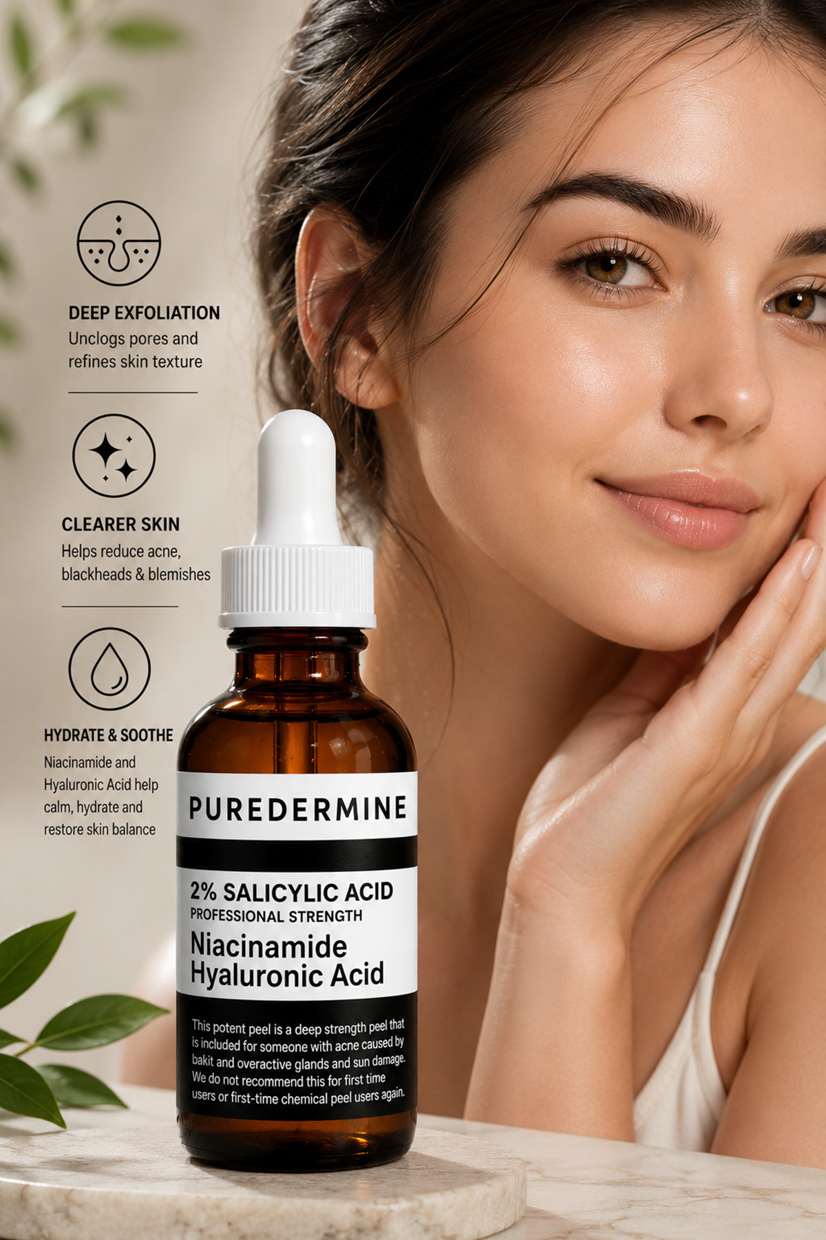 Salisilik Asit Serum %2 BHA İçerikli Niacinamide ve Hyaluronik Asit Destekli Siyah Nokta Karşıtı Yağlı ve Akneye Eğilimli Ciltler İçin Bakım Serumu — 35-2 — تصویر 2 از 8