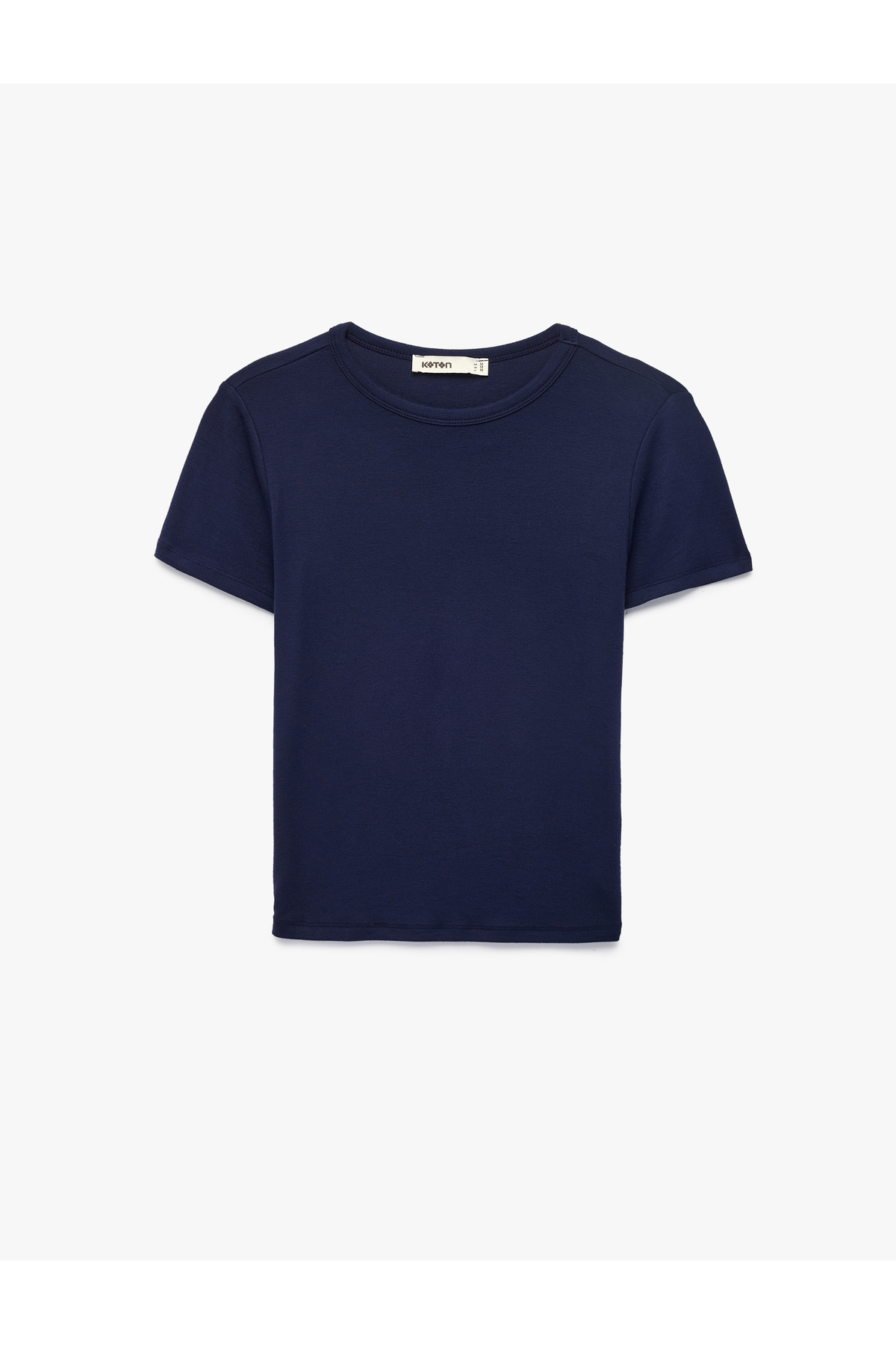 Koton Viscose Fabric Ribbed Slim Fit Short Sleeve Crew Neck Basic T-Shirt