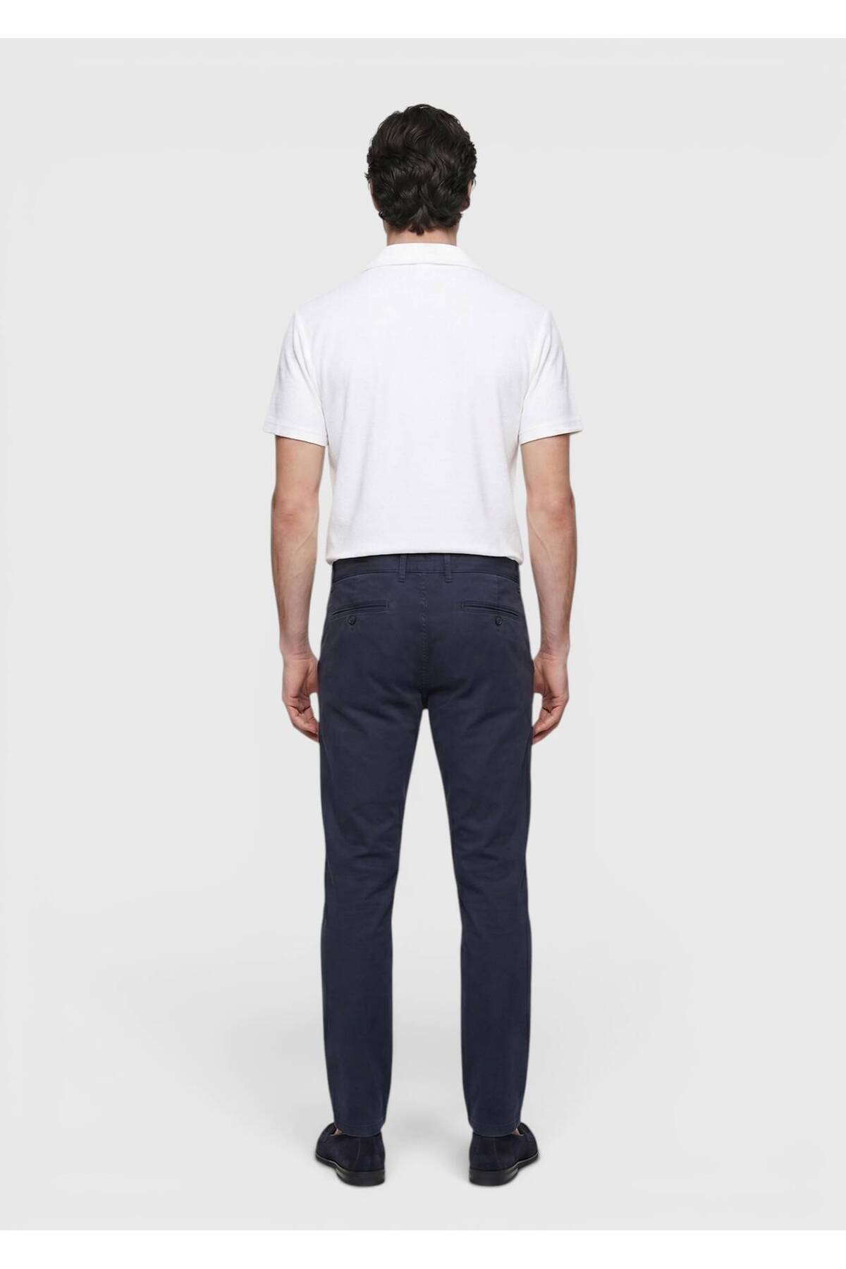Lacivert Düz Dokuma Regular Fit Casual Pamuk Karışımlı Pantolon — رنگارنگ 165727 — تصویر 5 از 7