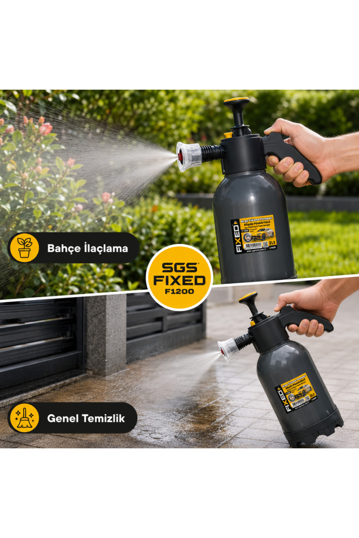 Sgs FIXED F1200 Basınçlı Köpük Püskürtücü 2 Litre Araç Yıkama ve