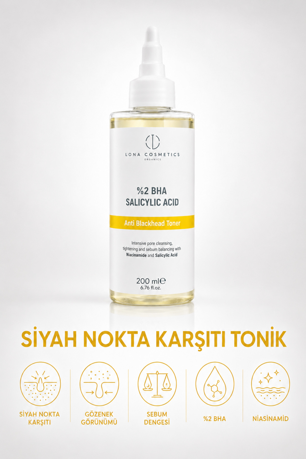 Salisilik Asit Siyah Nokta Karşıtı Gözenek Sıkılaştırıcı Tonik 200 ml — LONA-SAT-200ML — تصویر 3 از 6