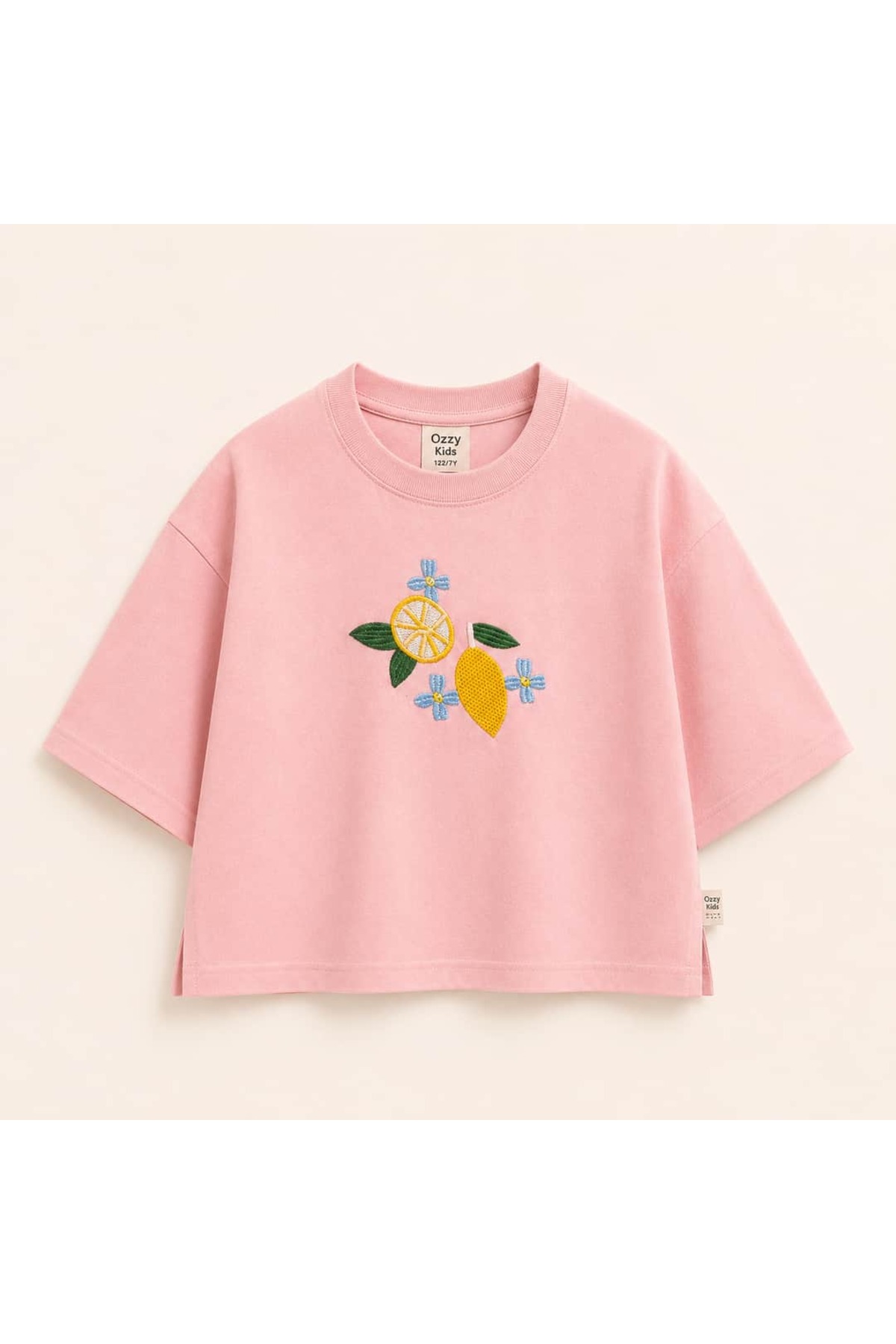 OZZY KİDS Girl's Lemon Embroidered T-Shirt