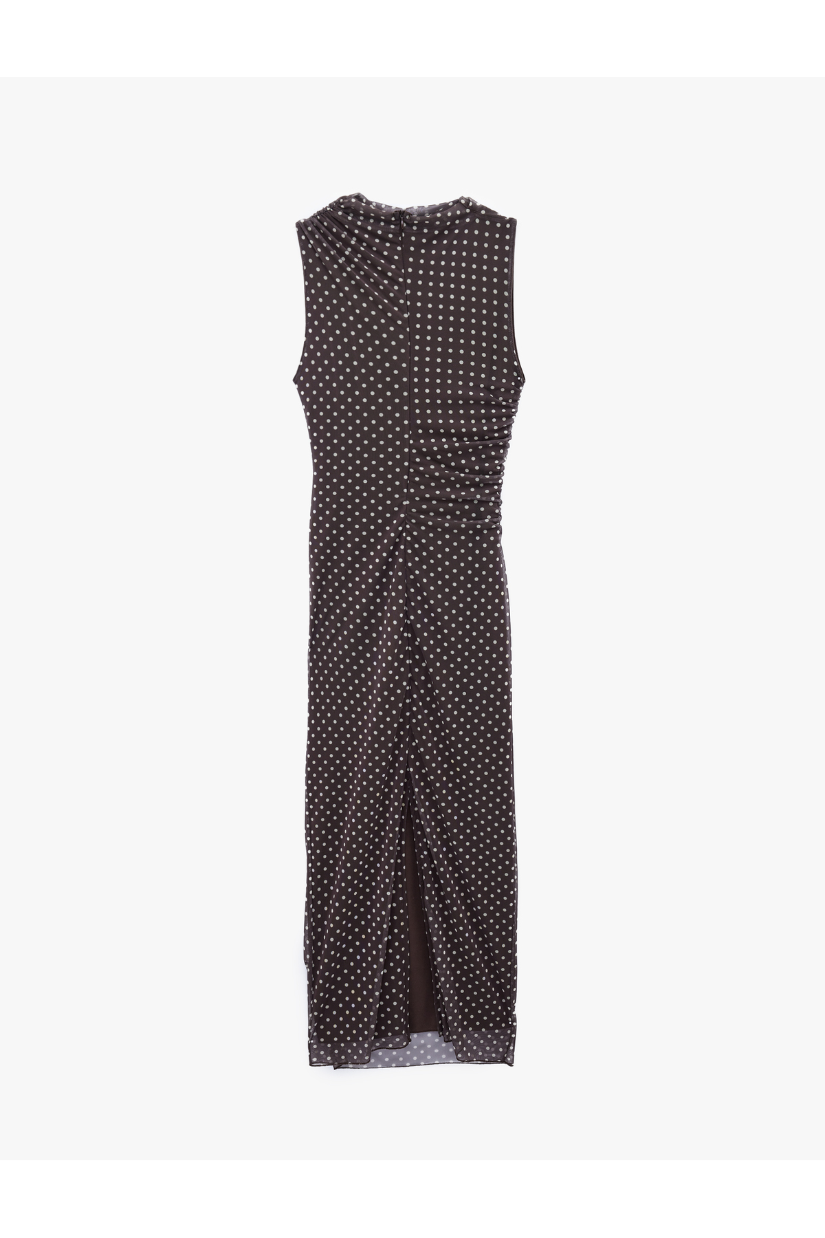 Koton Drapeli Slim Fit Kolsuz Bisiklet Yaka Puantiyeli Uzun Elbise görsel 2
