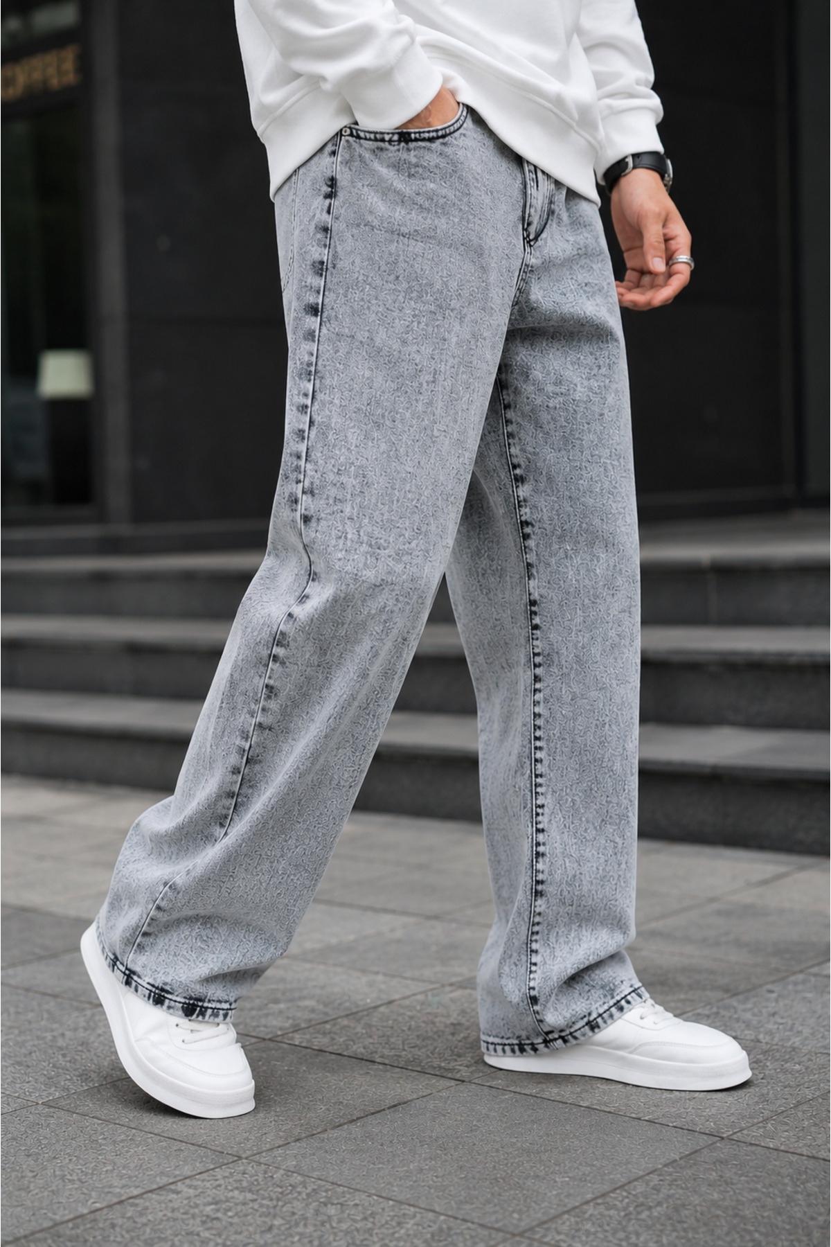 viking's line Gri Rahat Kalıp Baggy Pantolon görsel 3