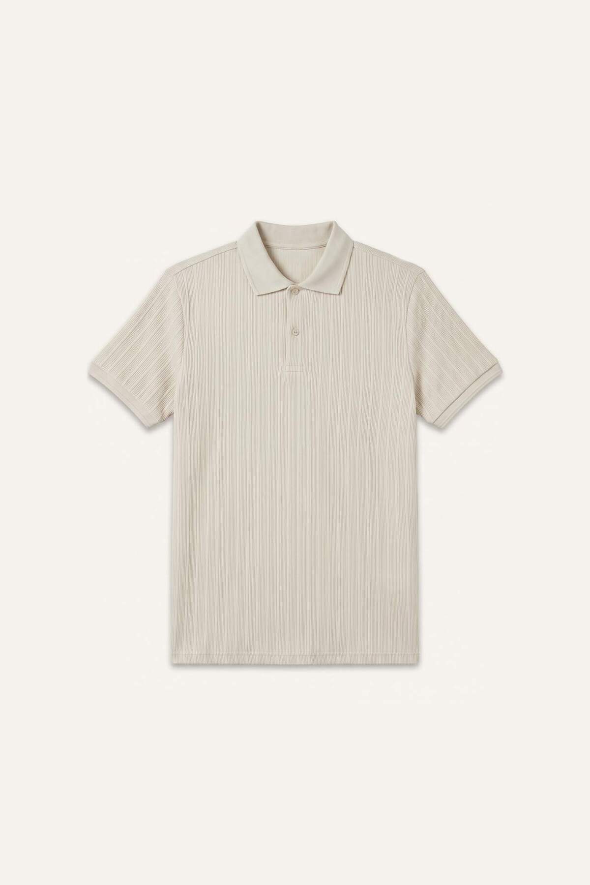 Defacto 100% Cotton Regular Fit Short Sleeve Polo Beige T-Shirt H9390Ax26Sm