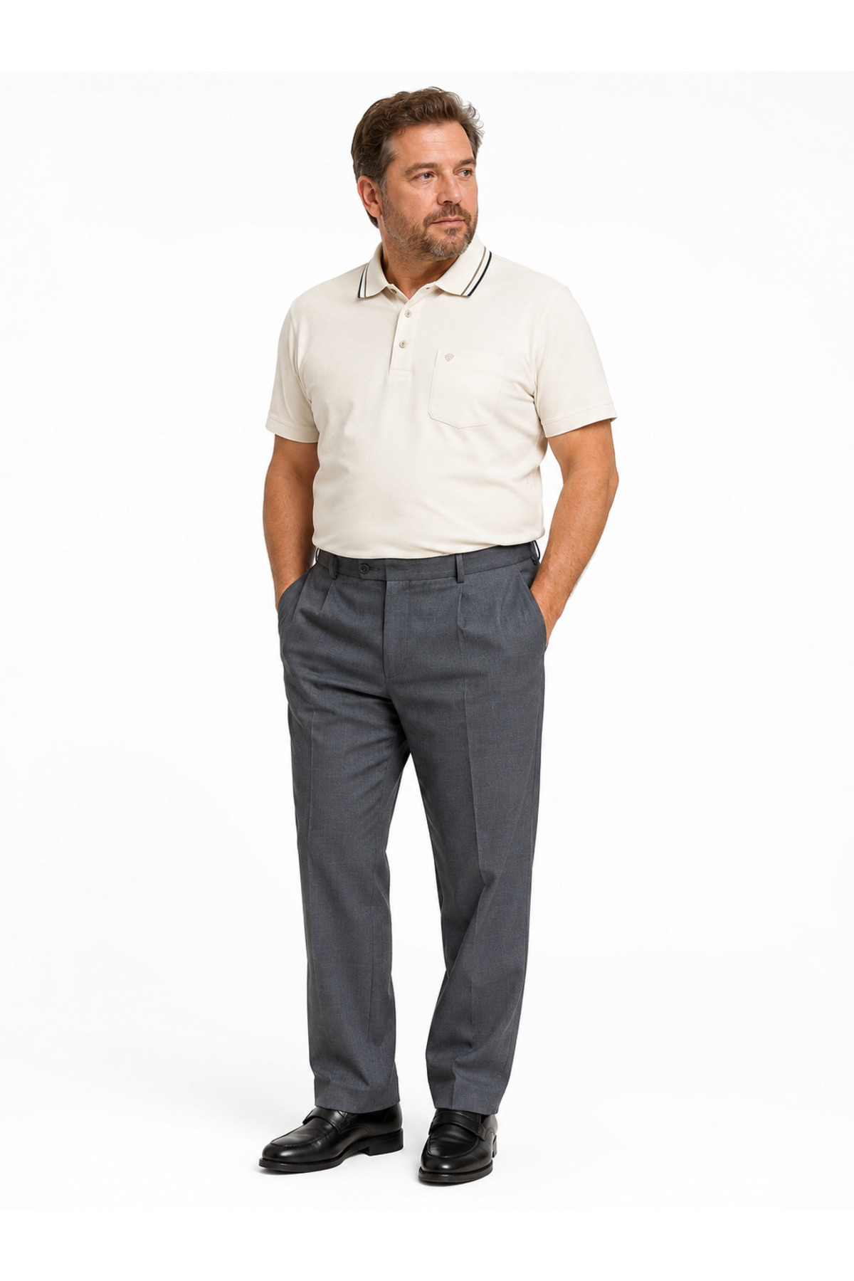 BABA PANT ASAF -BÜYÜK BEDEN,MEVSİMLİK, RAHAT KALIP ,PİLELİ , KUMAŞ PANTOLON - ORTA GRİ (56-58-60-62)