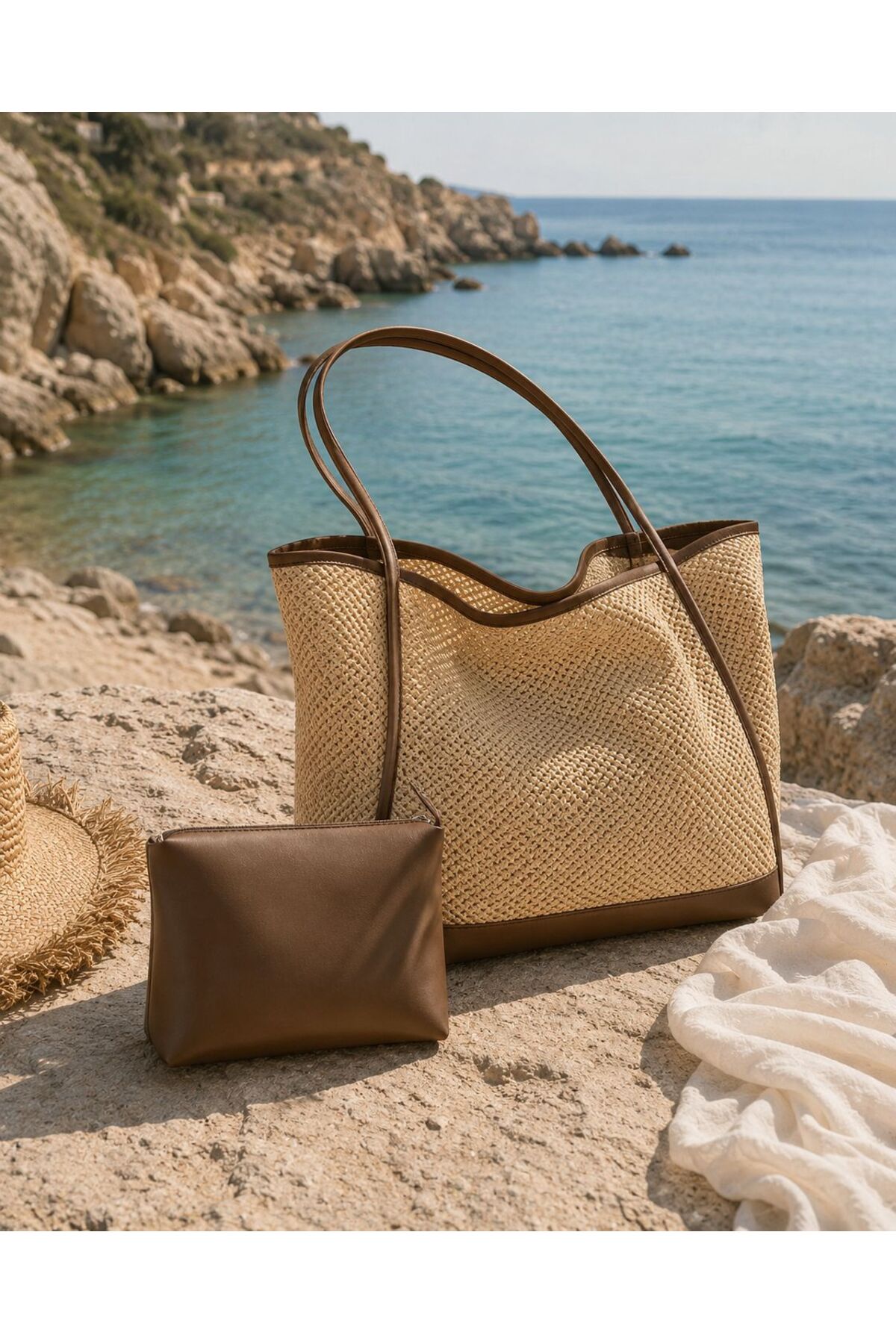 ValeriaBag Summer Time Plaj Çantası + Değerli Eşya Çantası