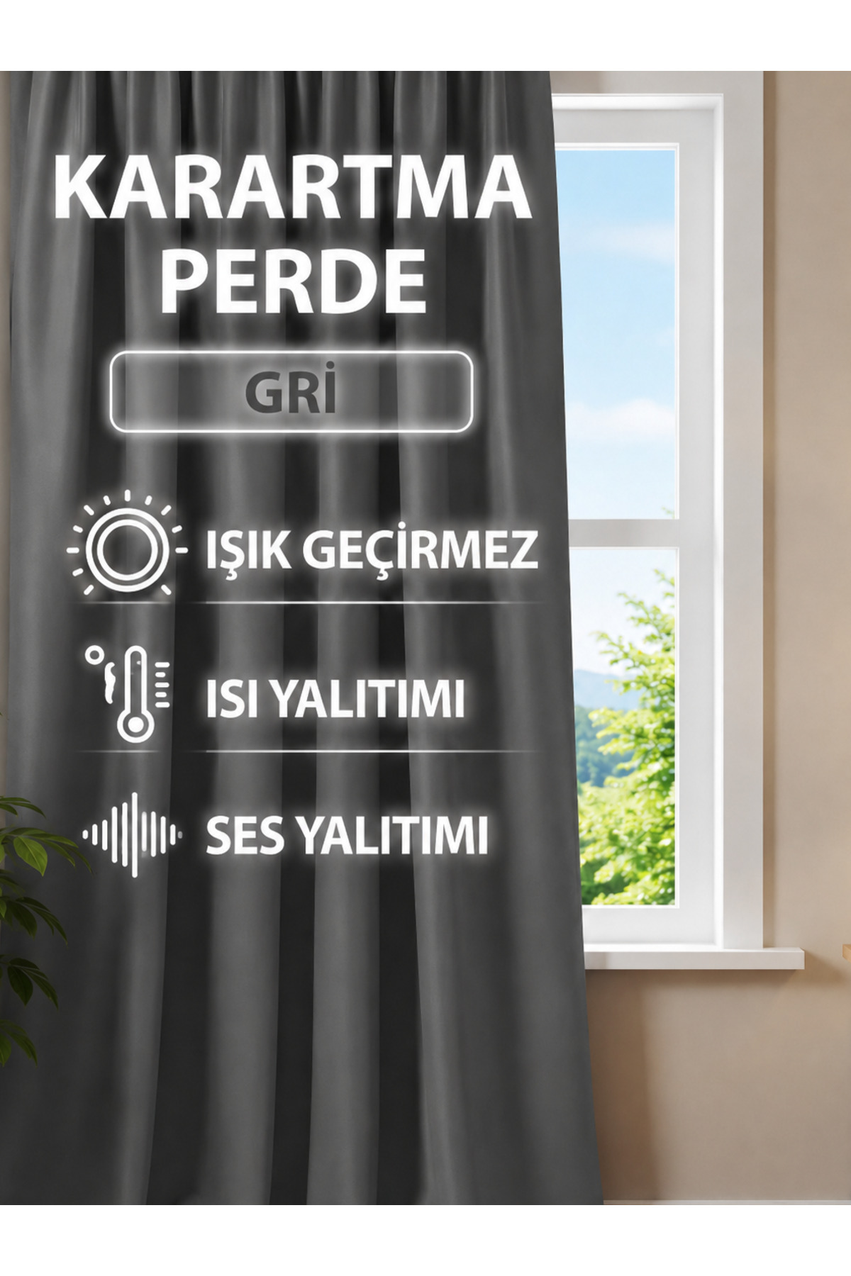 GRAY Blackout Lightproof Dimming Background Curtain Pleatless Single Wing Dimming Sun Shade Suitable for Every Room