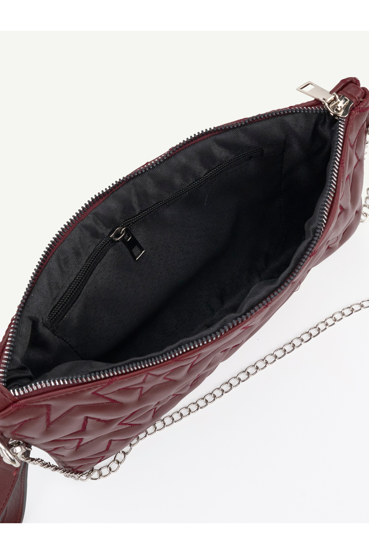 Kadın Yıldız Nakış İşlemeli Portföy El Çantası Bilek Askılı Saten Astarlı Clutch Çanta