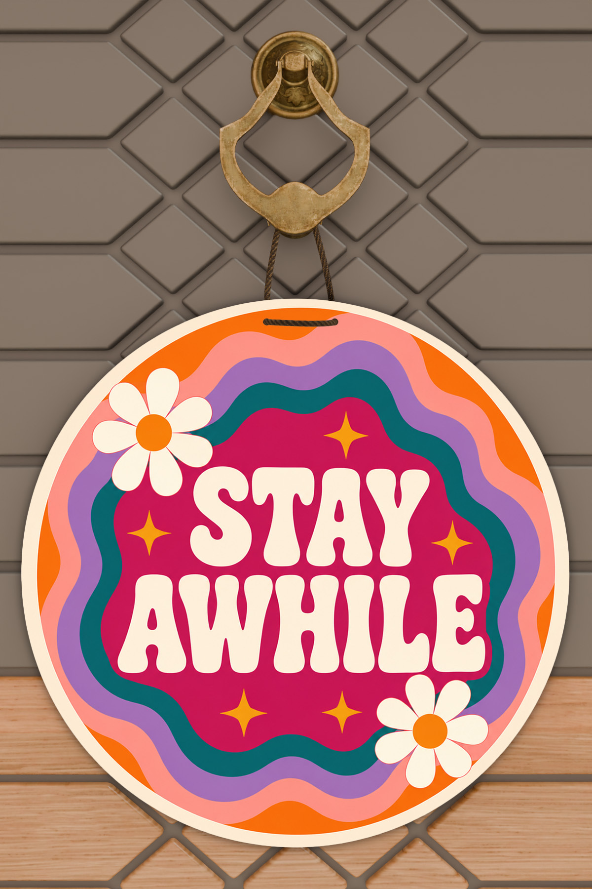 Modern Written Round Door Ornament Digital Printing 30x30 cm