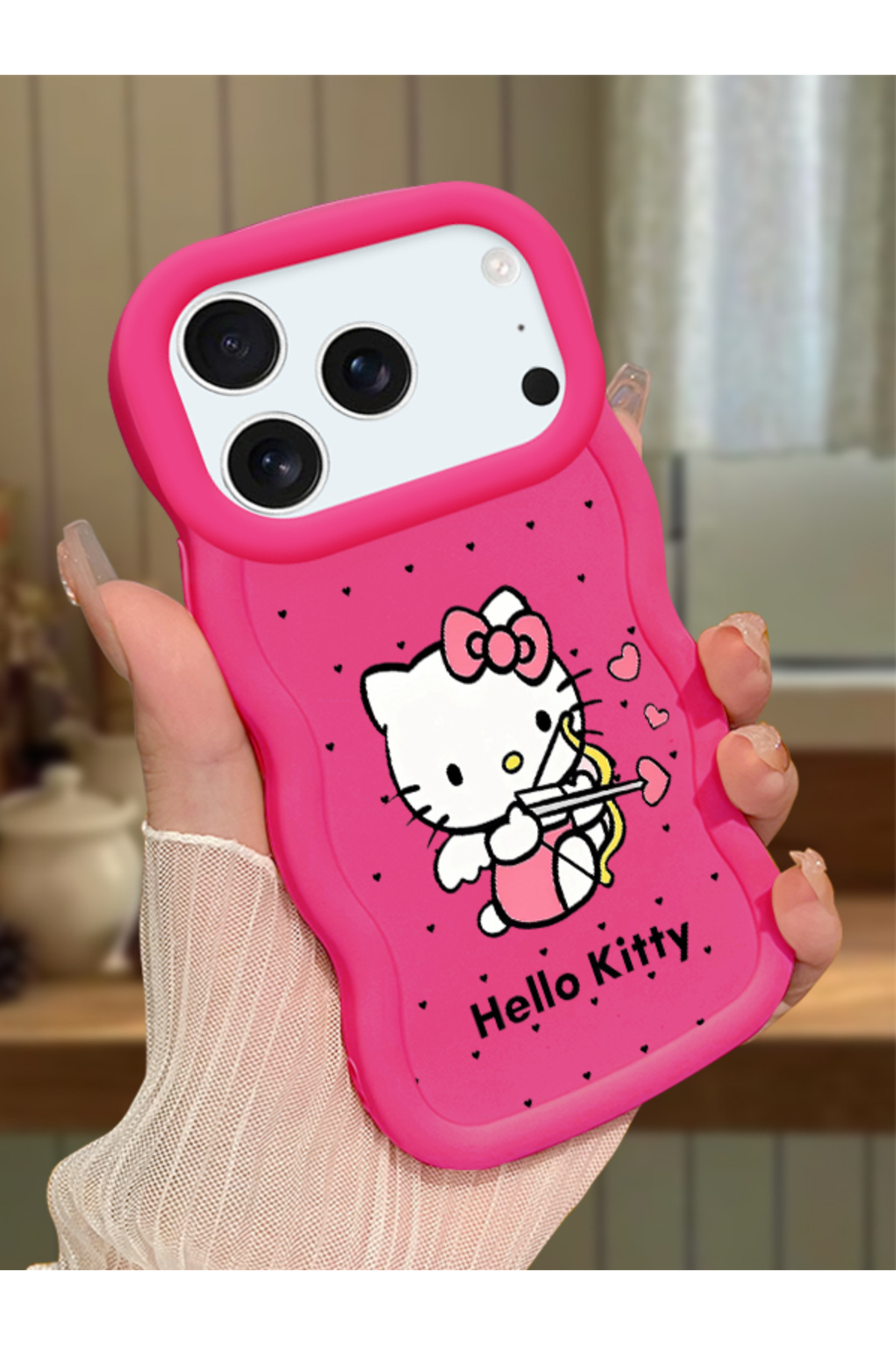 iPhone 17 Pro Max Compatible Case Camera Protector Red Silicone Couple Phone Case Kitty Pattern