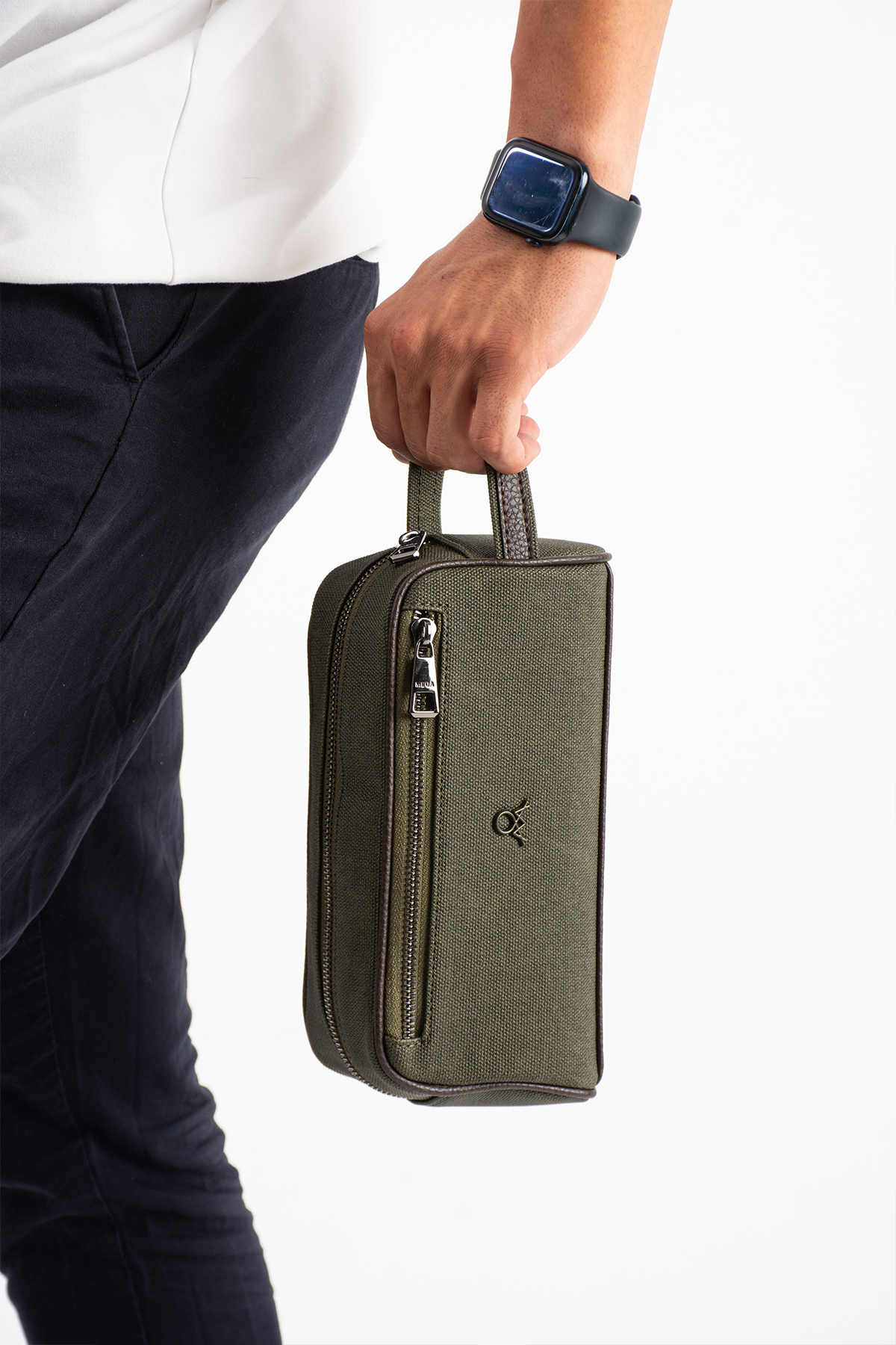 byhakan Mega 435 Erkek El Portföyü El Çantası Clutch Çanta Traş Çantası YEŞİL-KAHVE görsel 2