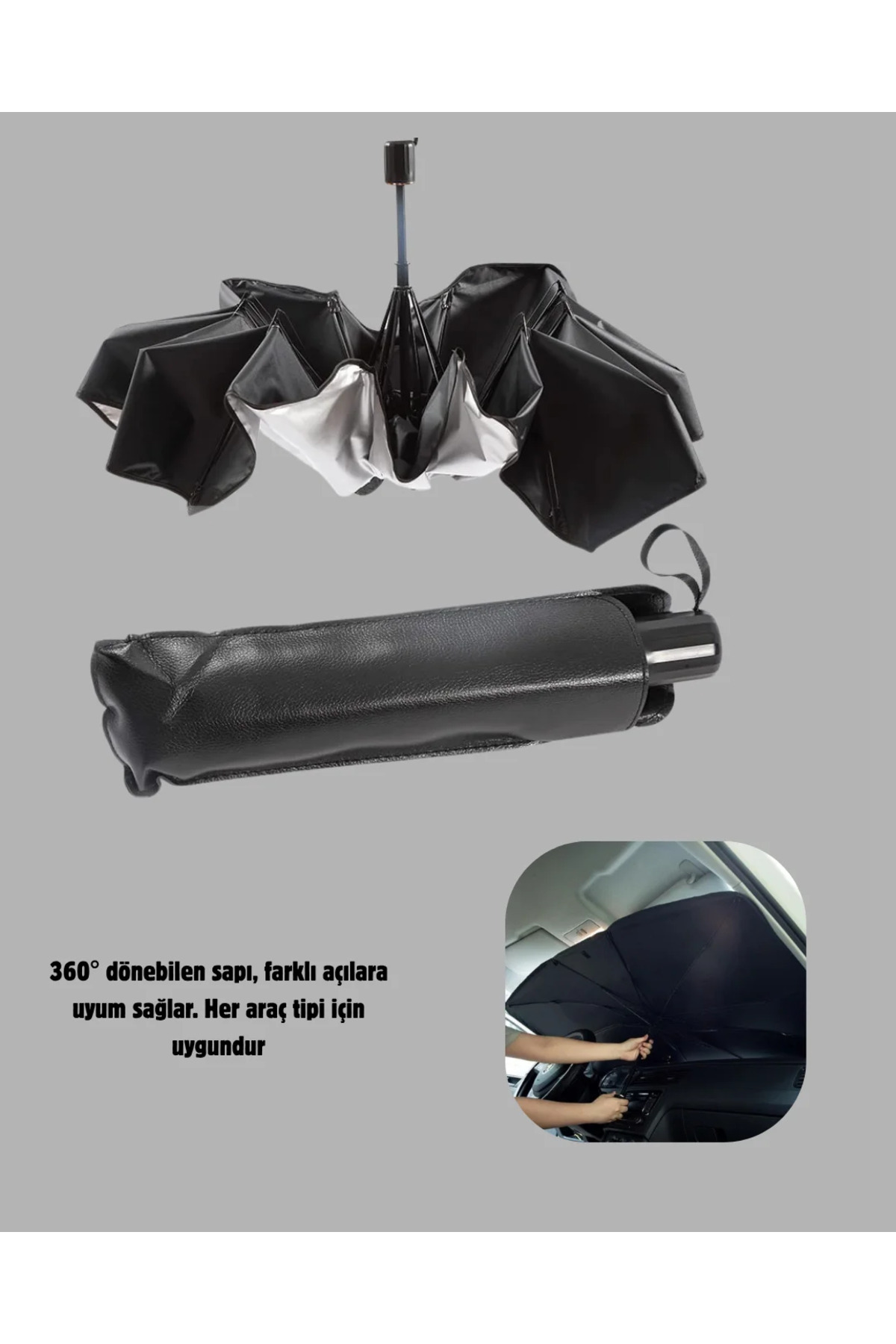 Ön Cam Güneşliği – Kalın Kumaş ve Cam Elyaf İskelet ile Maksimum UV Koruma — 8692035120833 — تصویر 4 از 5