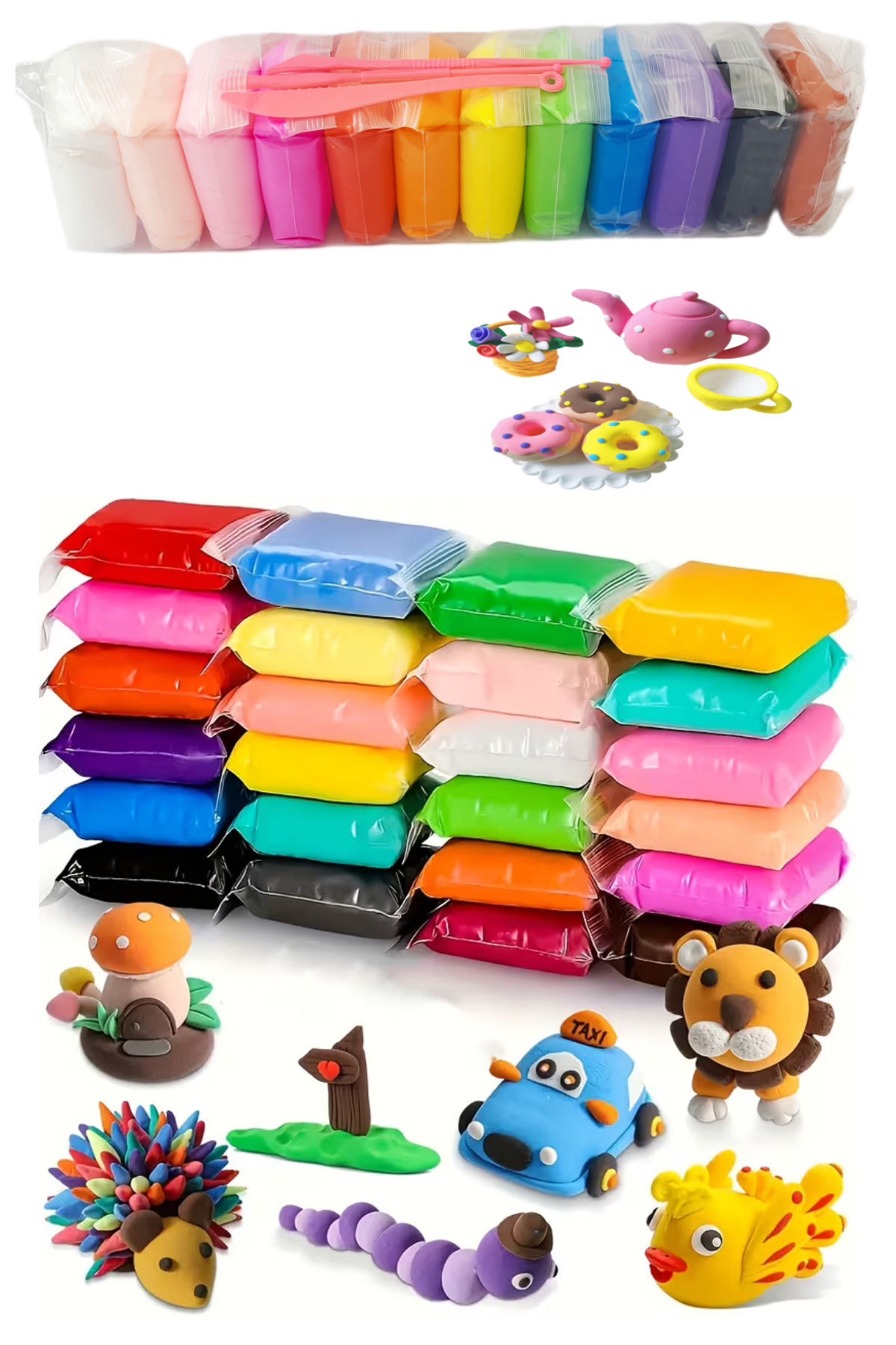 UĞURDAN Zıplayan Havayla Kuruyan Yumuşak Kil Kendin Yap Seti 12 Renk Air Dry Clay DIY Hamur