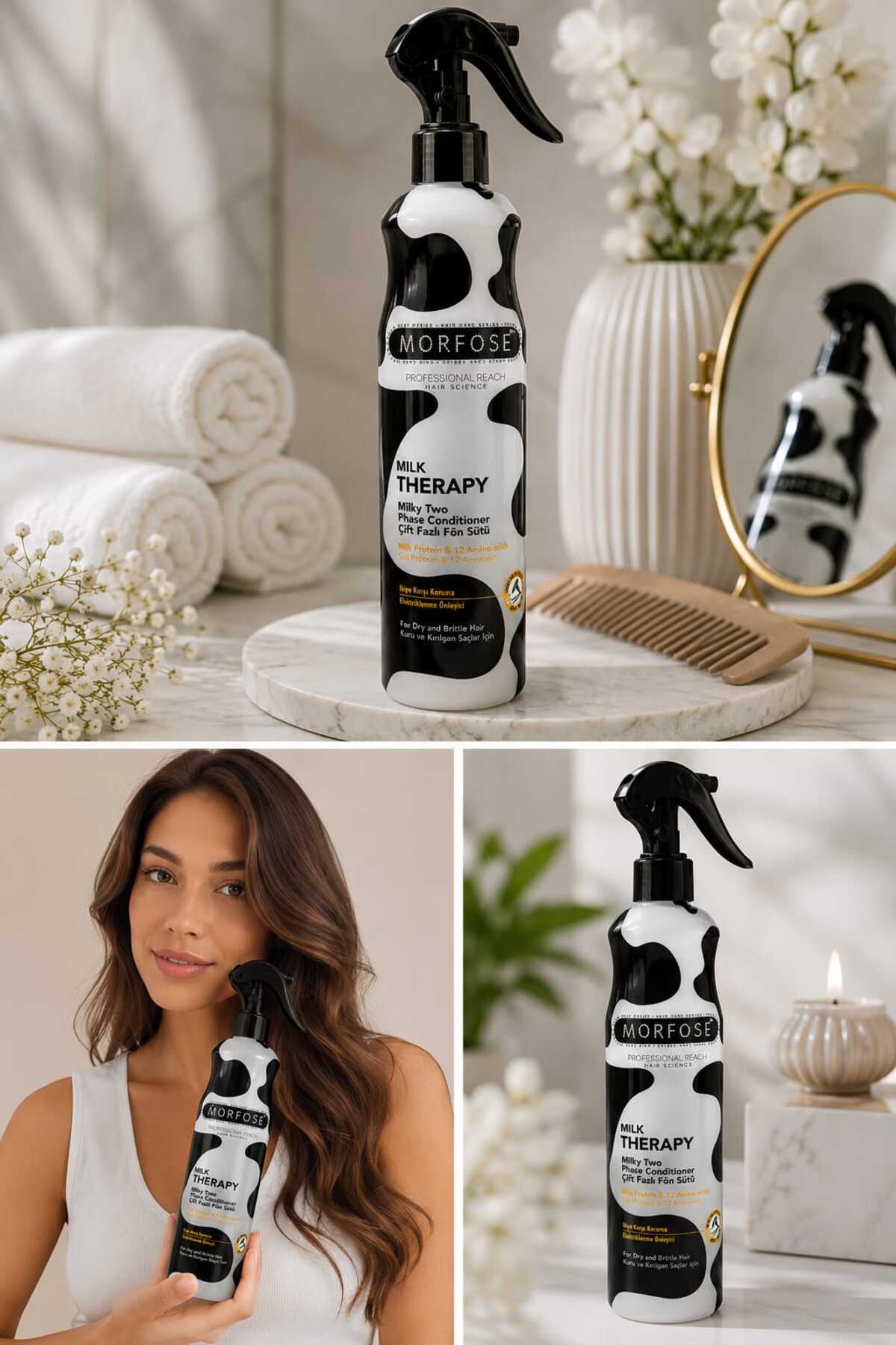 Milk Therapy Çift Fazlı Fön Sütü 400 ml – Süt Proteinli Isı Koruyucu Saç Bakım Spreyi — OLUMBAK1 — تصویر 2 از 3