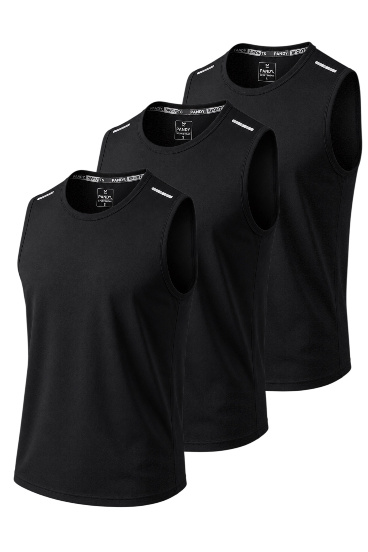pandy 3'lü Hızlı Kuruma Nefes Alabilen Atletik Teknik Sporcu Sıfır Kol T-shirt